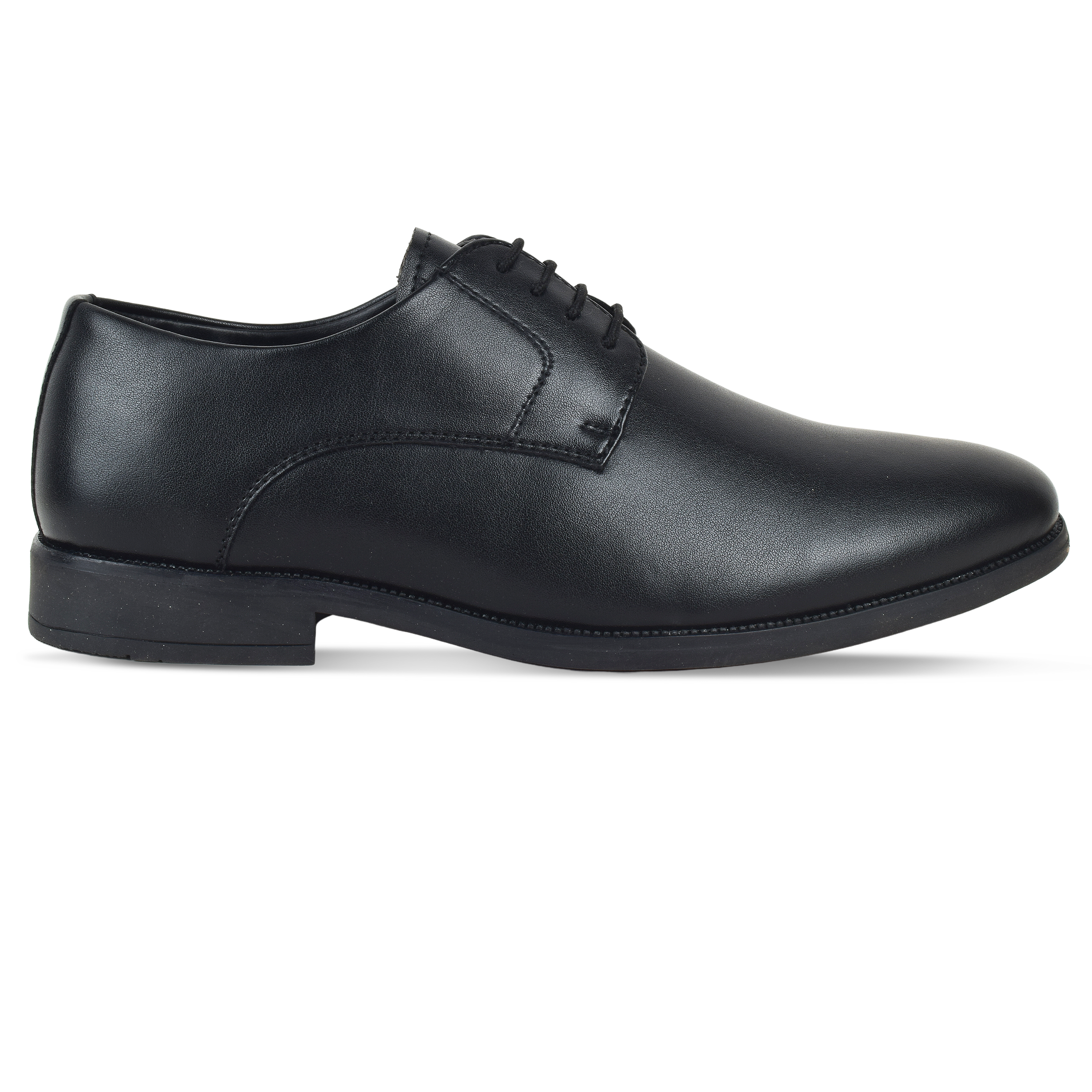 Formal Black Shoes for Men- Round Toe Leather Formal Plain DERBY