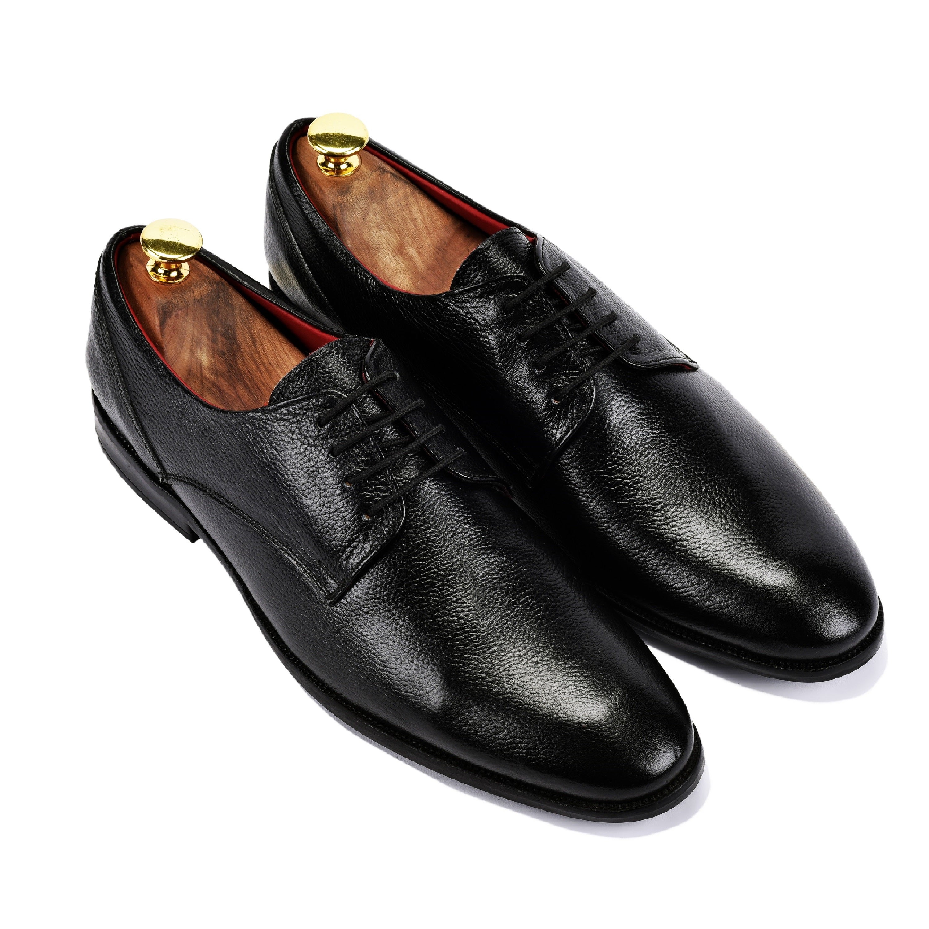 Formal Black Shoes for Men- Round Toe Leather Formal AARON DERBY
