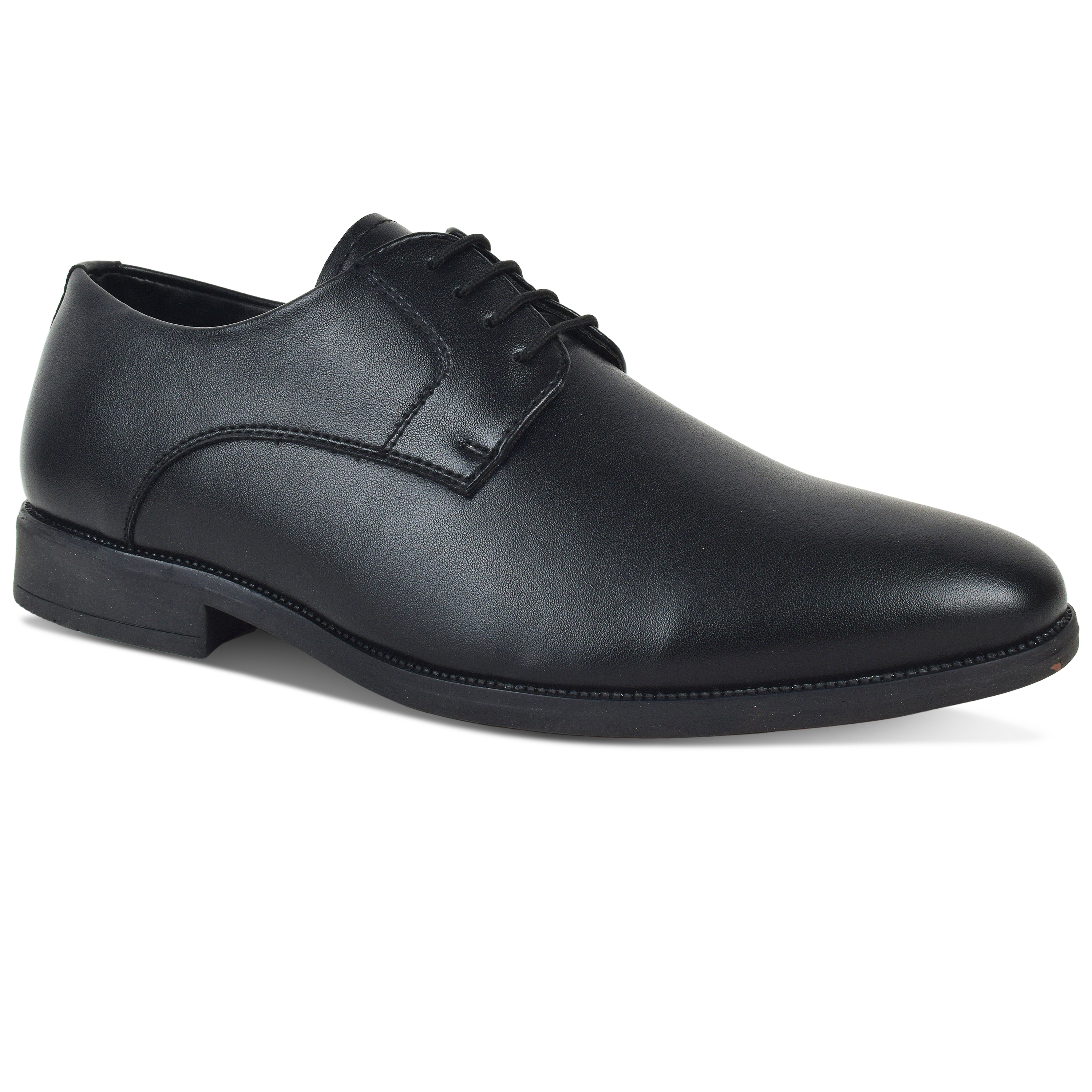 Formal Black Shoes for Men- Round Toe Leather Formal Plain DERBY