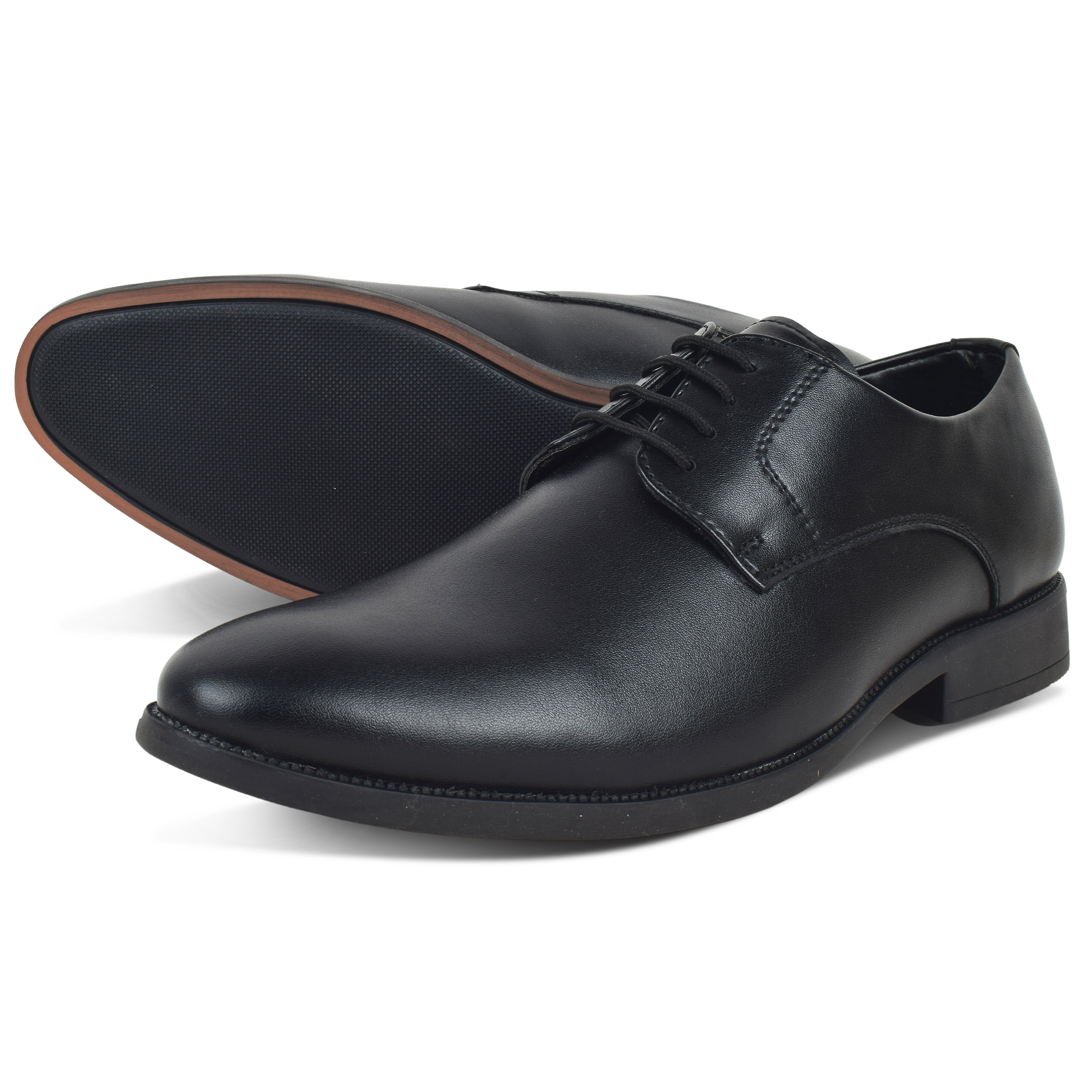 Formal Black Shoes for Men- Round Toe Leather Formal Plain DERBY