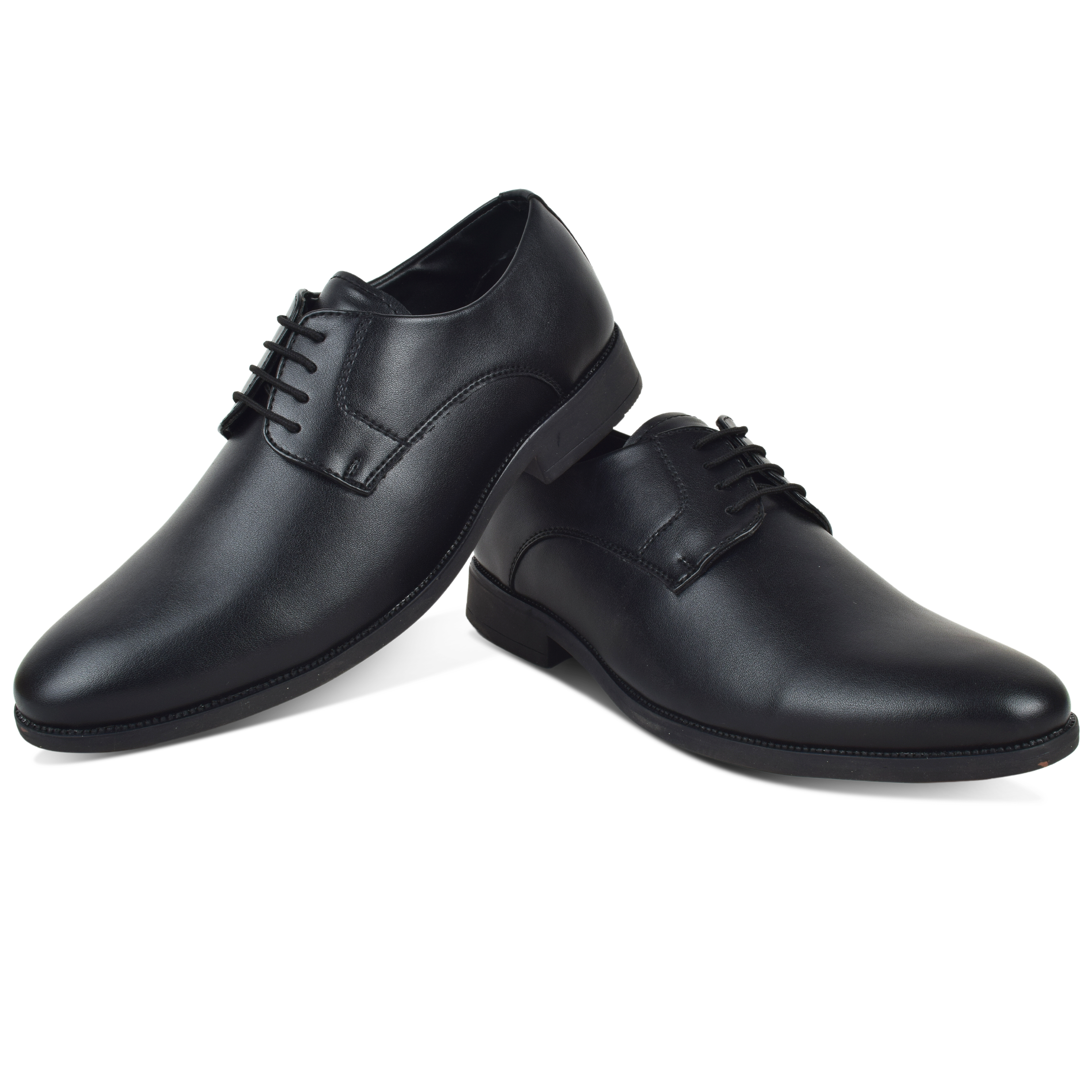 Formal Black Shoes for Men- Round Toe Leather Formal Plain DERBY