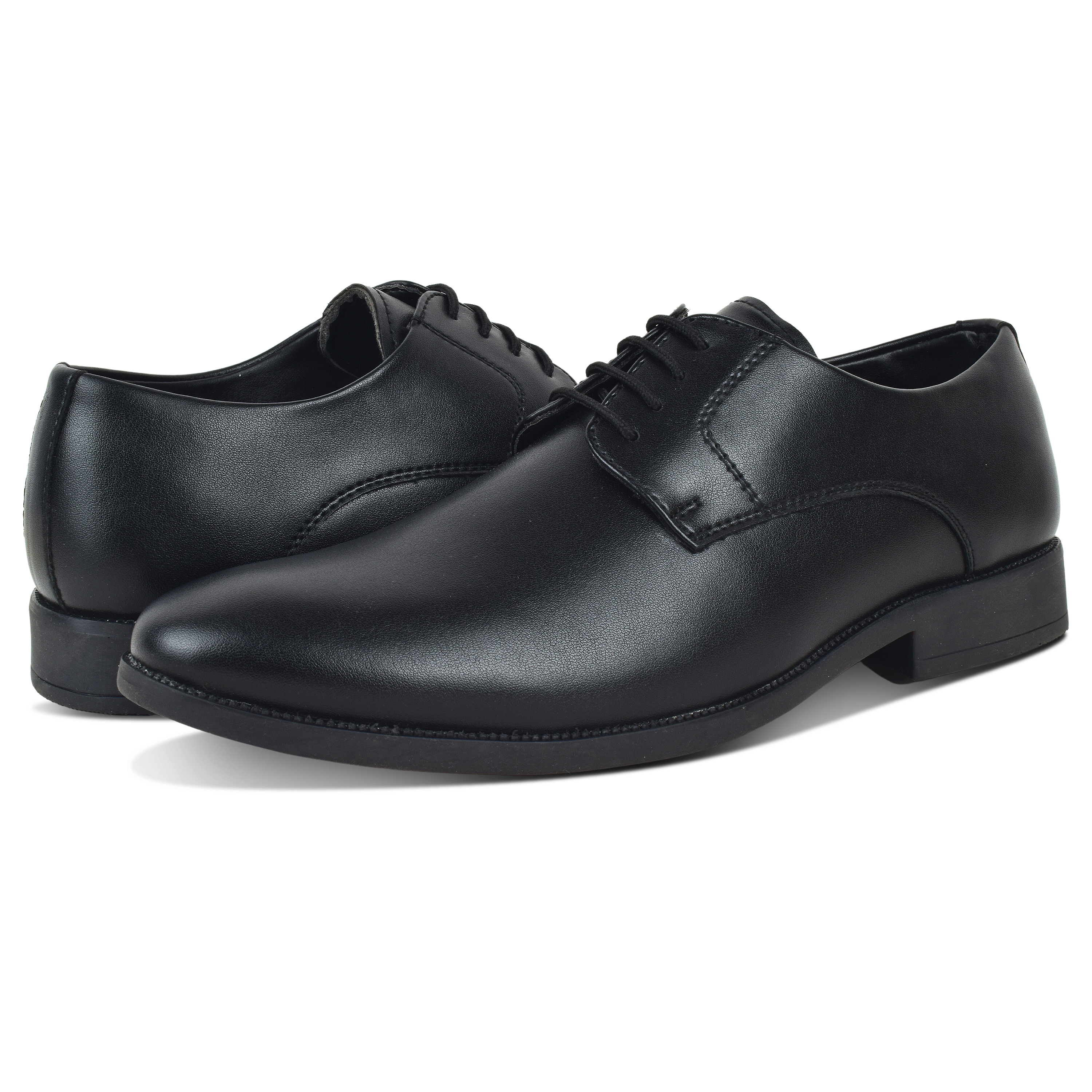 Formal Black Shoes for Men- Round Toe Leather Formal Plain DERBY