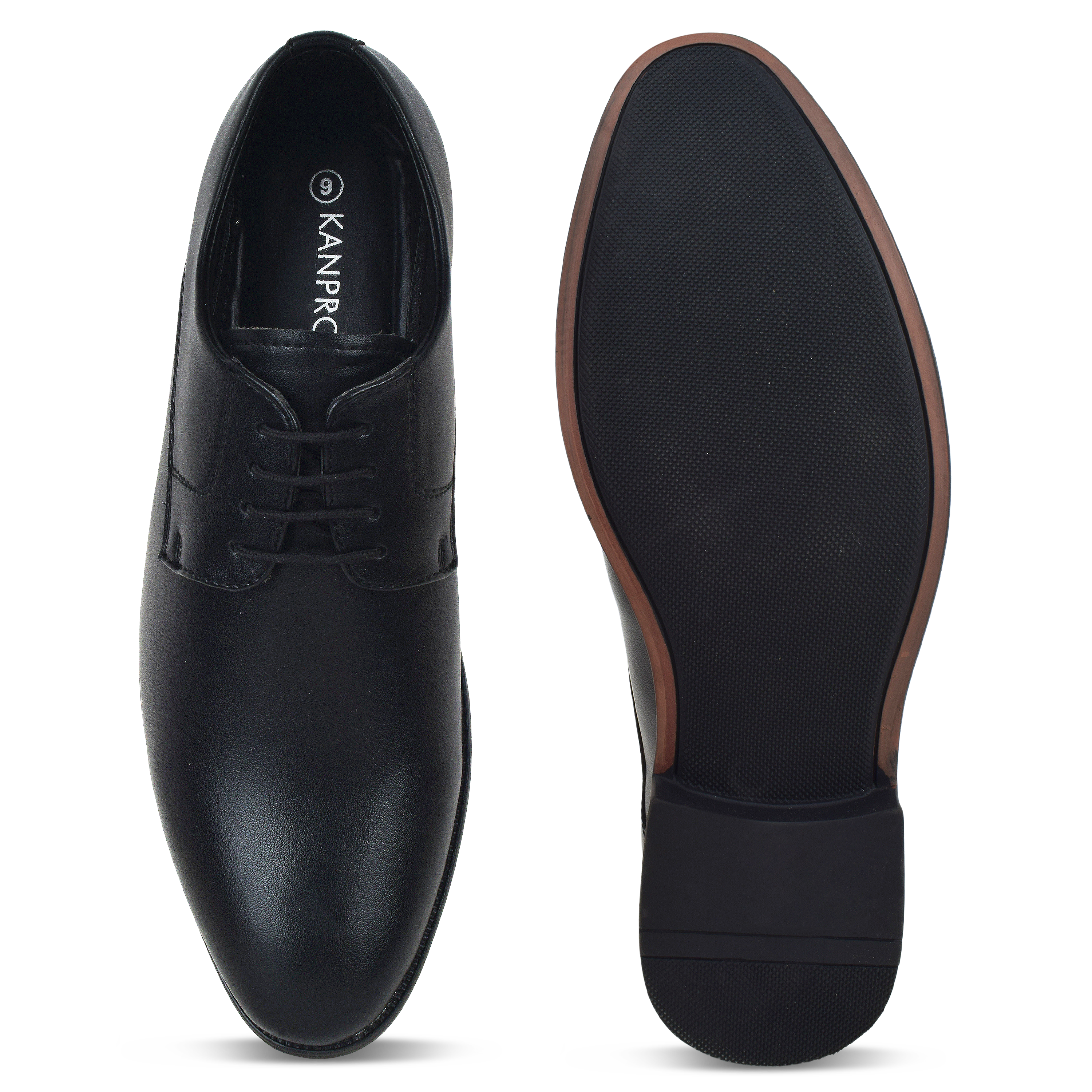 Formal Black Shoes for Men- Round Toe Leather Formal Plain DERBY