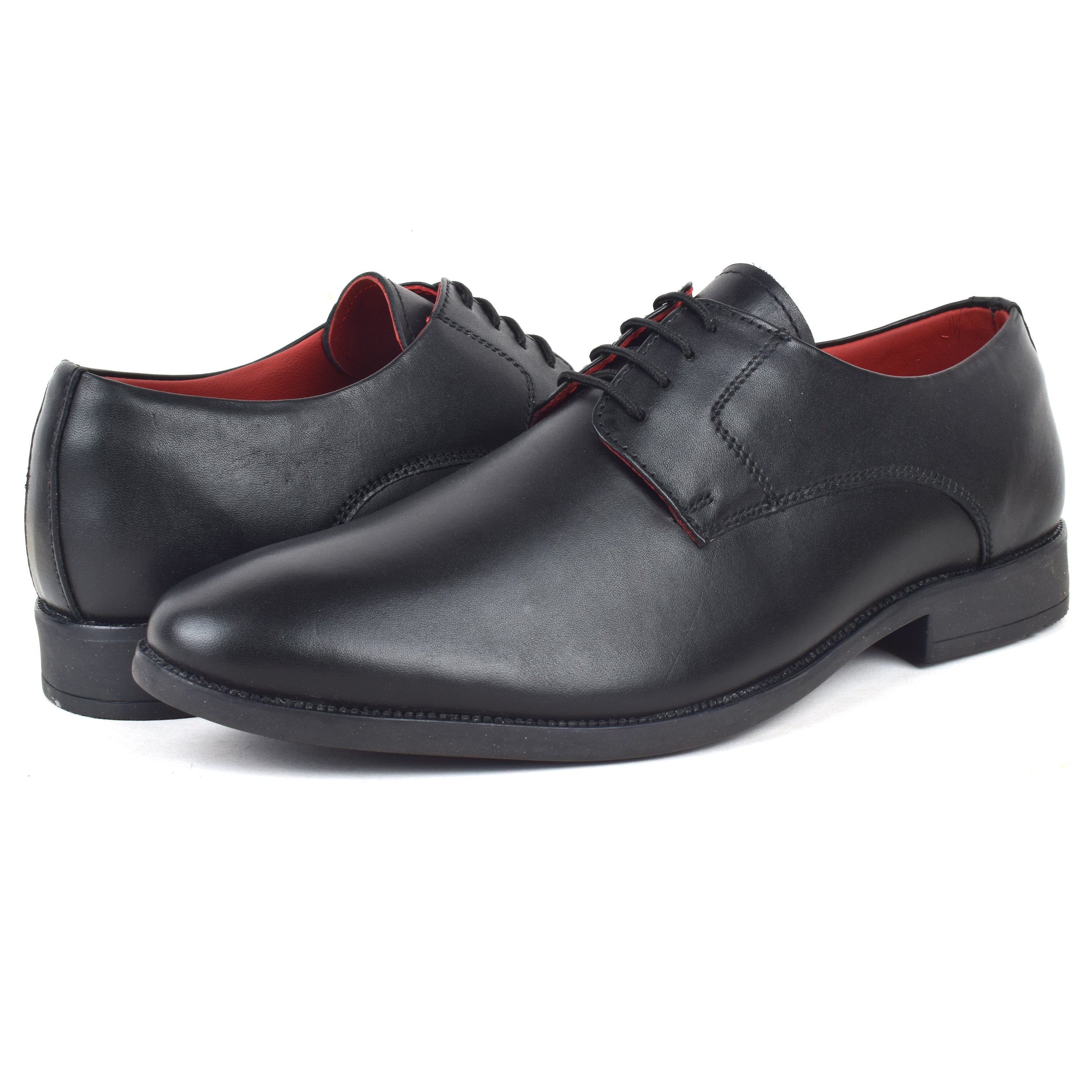 Formal Black Shoes for Men- Round Toe Leather Formal Plain DERBY