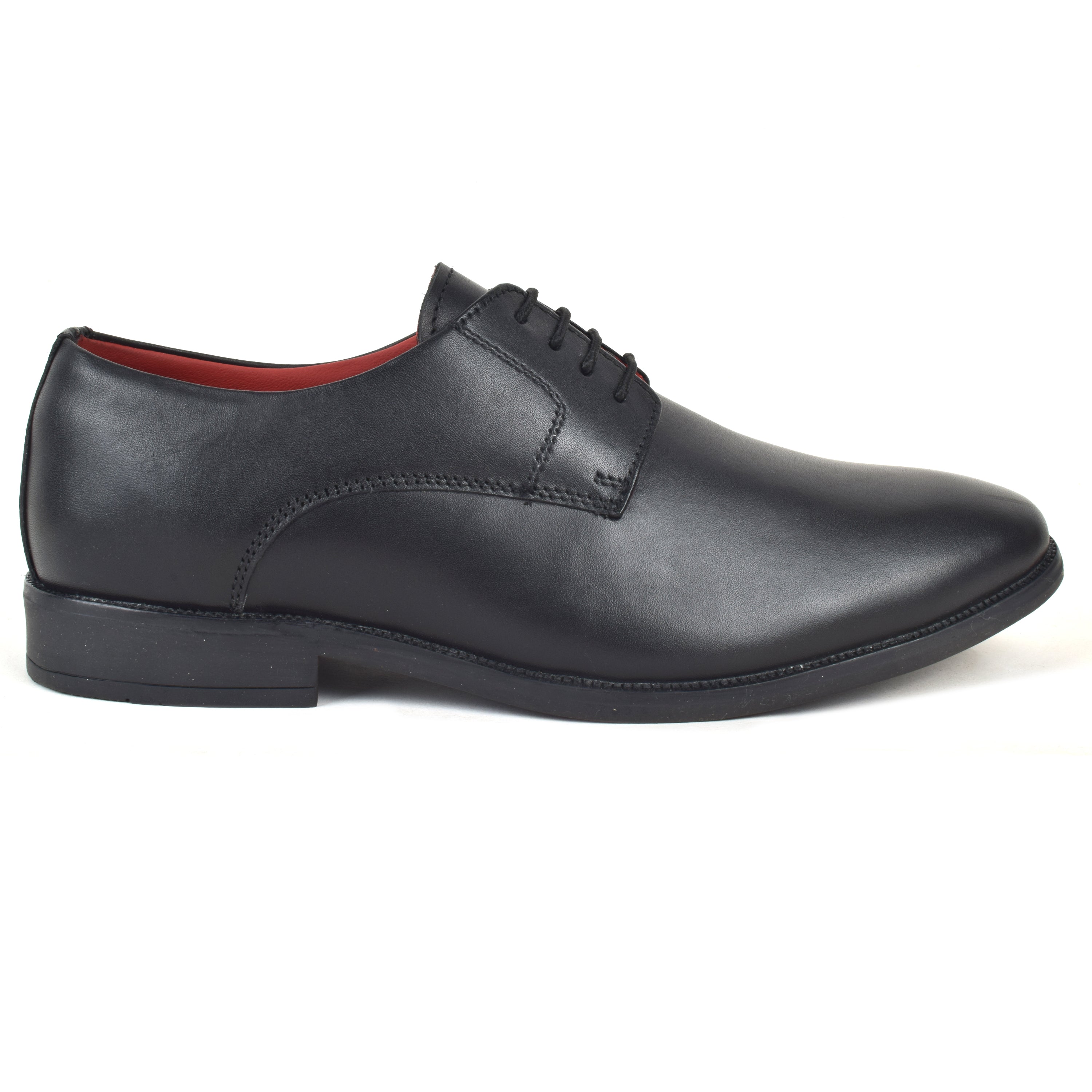 Formal Black Shoes for Men- Round Toe Leather Formal Plain DERBY