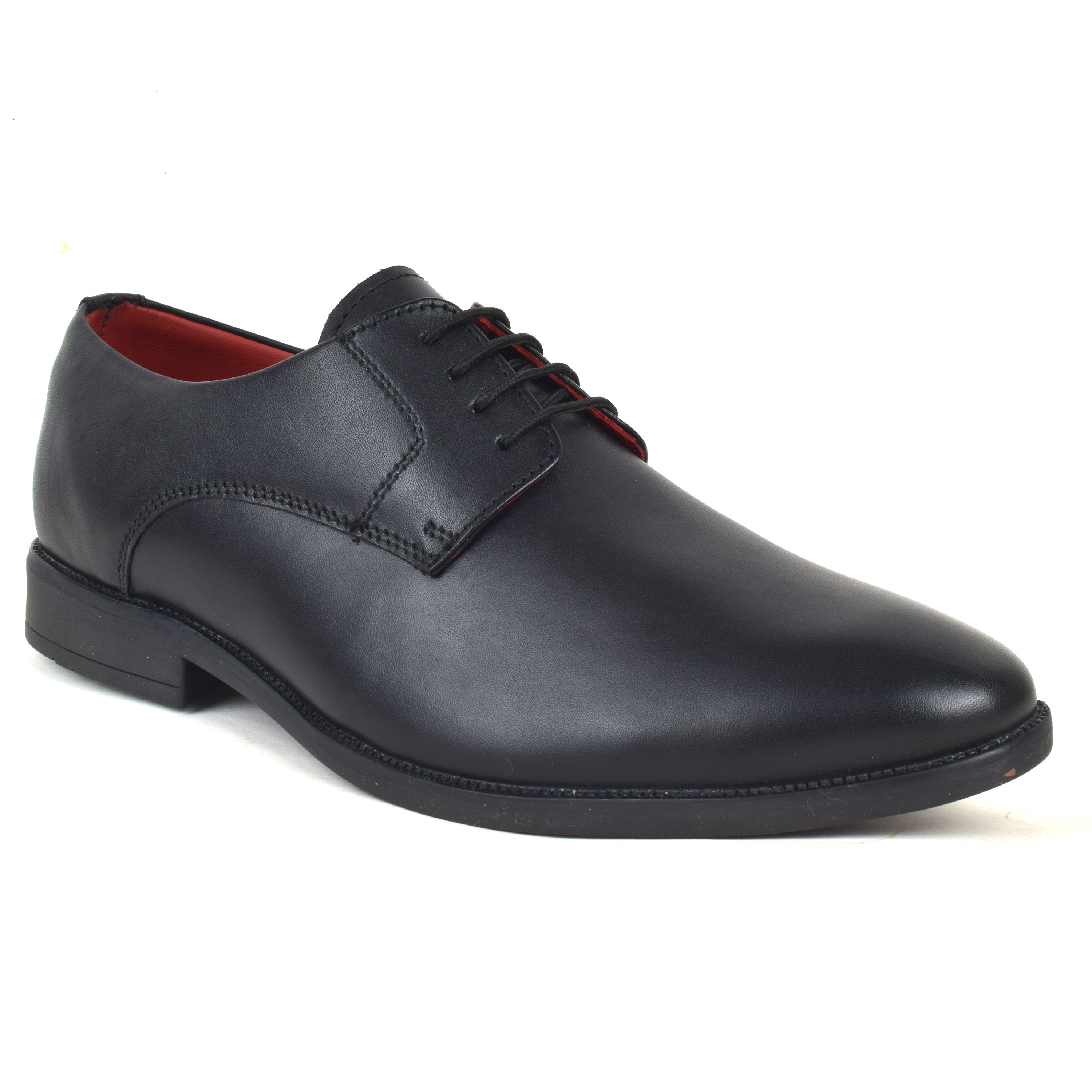 Formal Black Shoes for Men- Round Toe Leather Formal Plain DERBY