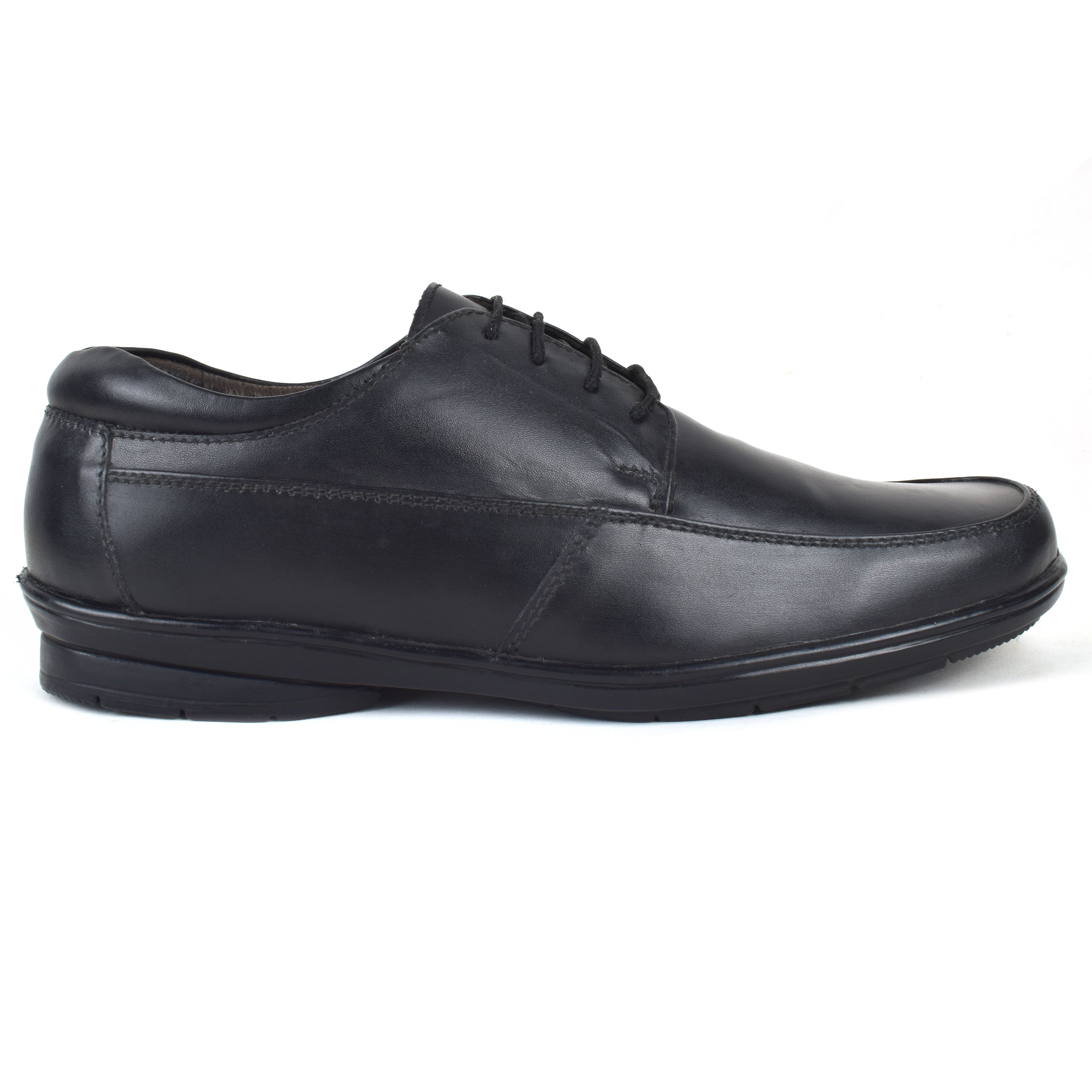 Formal Black Shoes for Men- Round Toe Leather Formal Plain DERBY