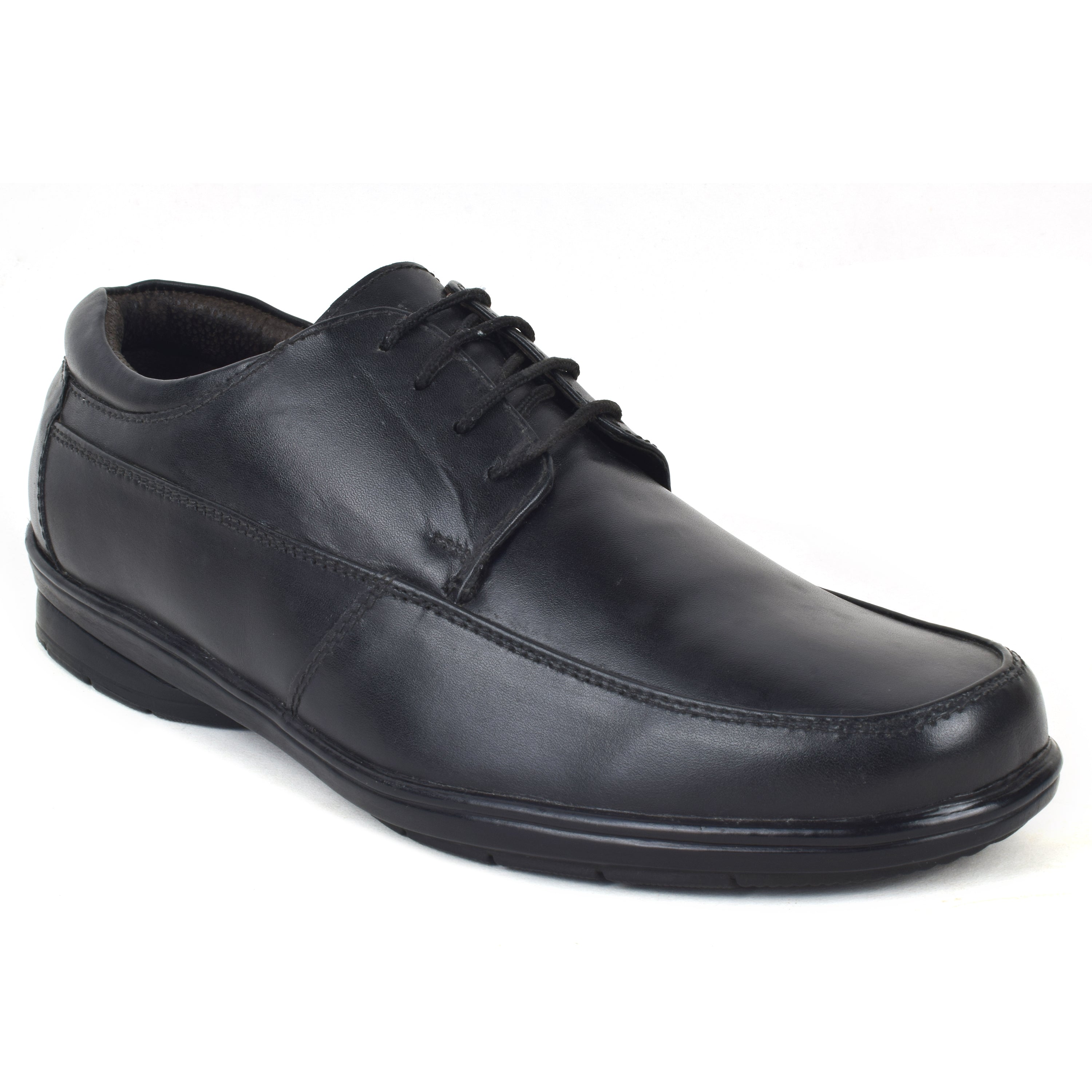 Formal Black Shoes for Men- Round Toe Leather Formal Plain DERBY