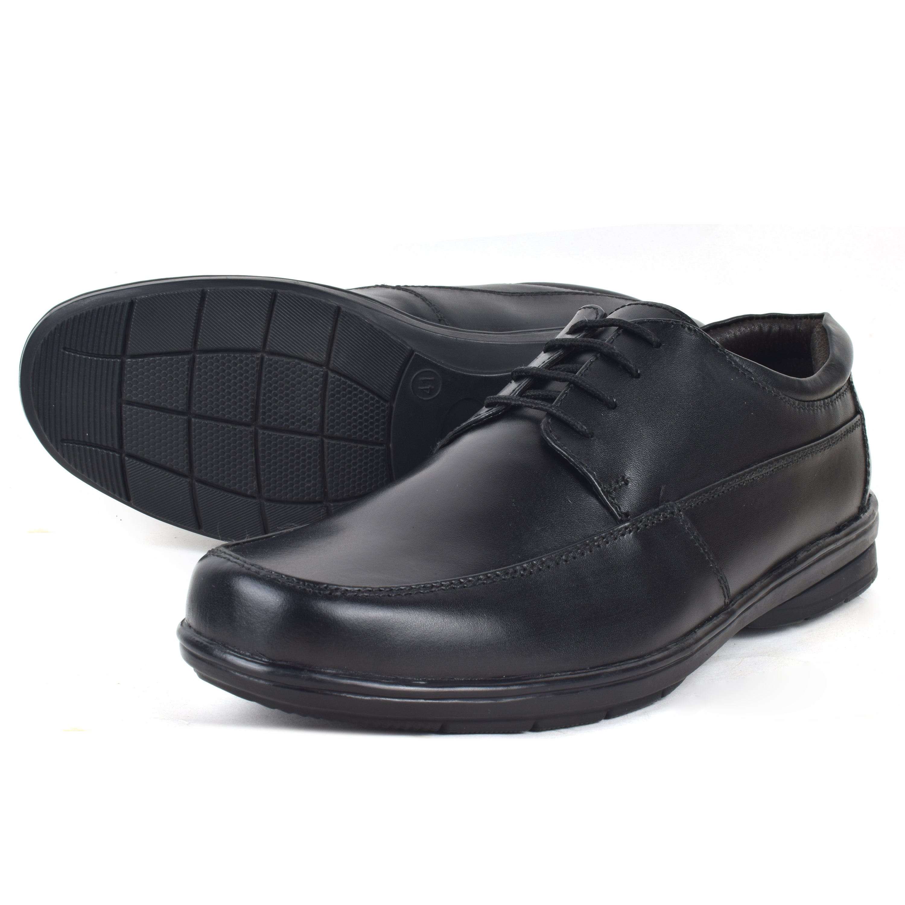 Formal Black Shoes for Men- Round Toe Leather Formal Plain DERBY