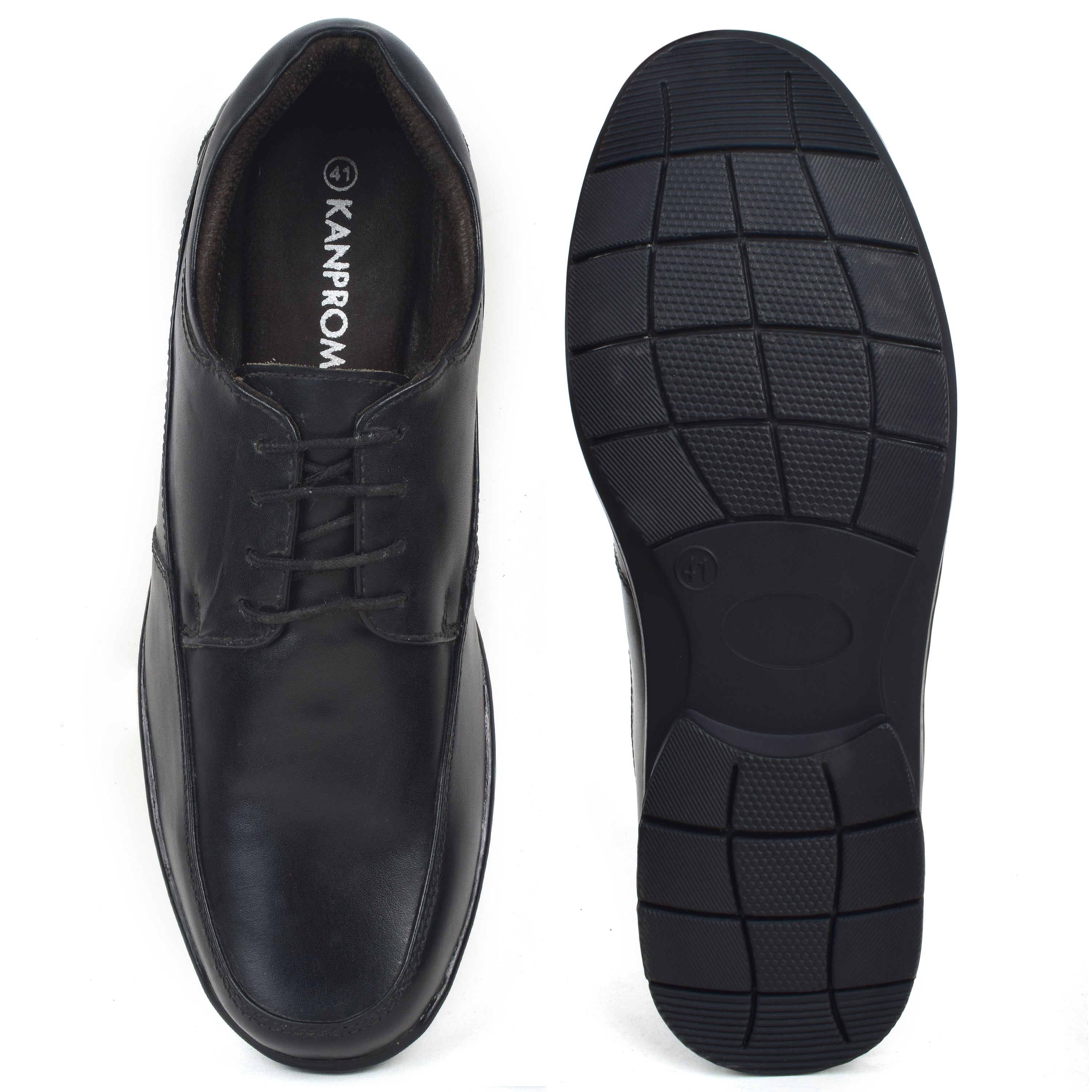 Formal Black Shoes for Men- Round Toe Leather Formal Plain DERBY