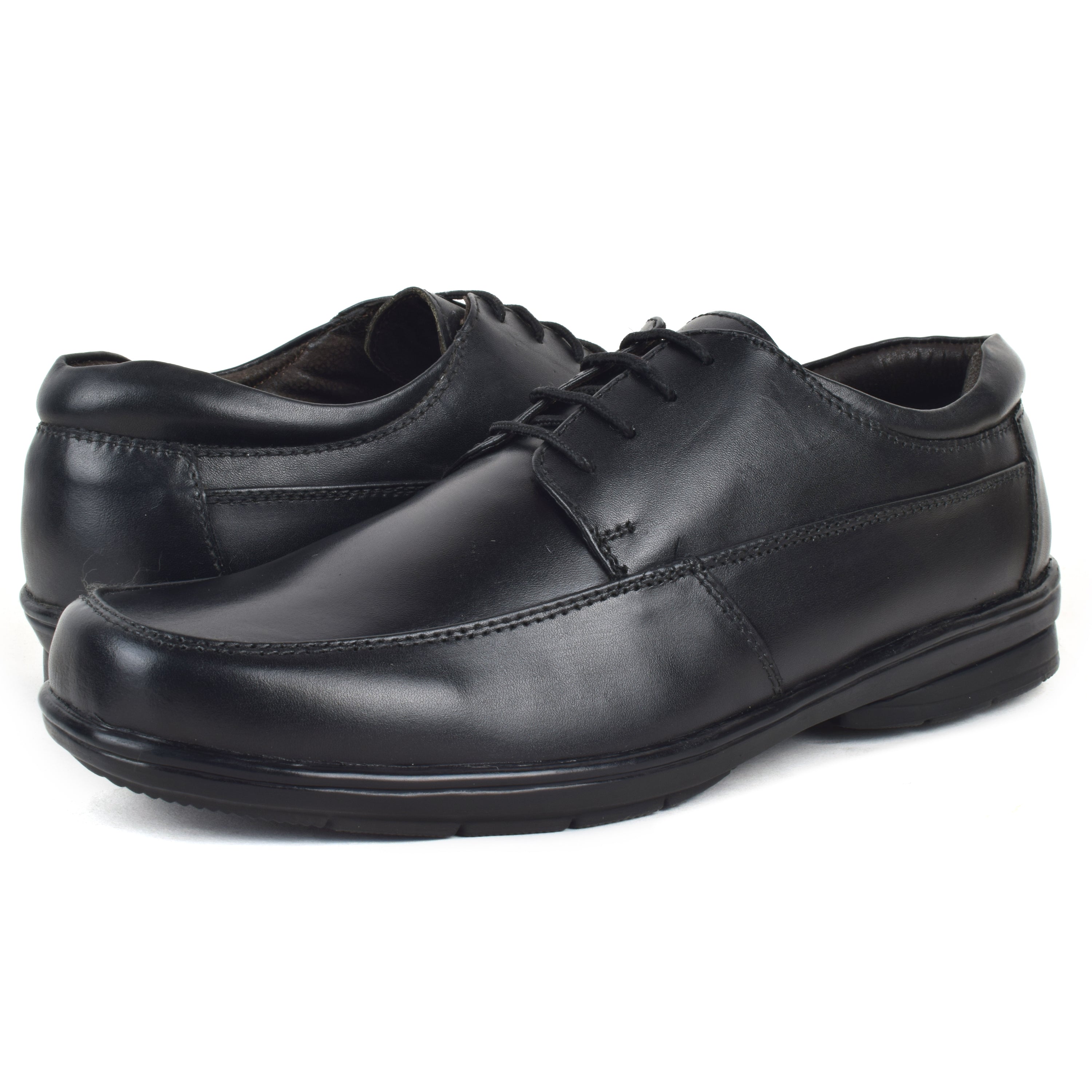 Formal Black Shoes for Men- Round Toe Leather Formal Plain DERBY