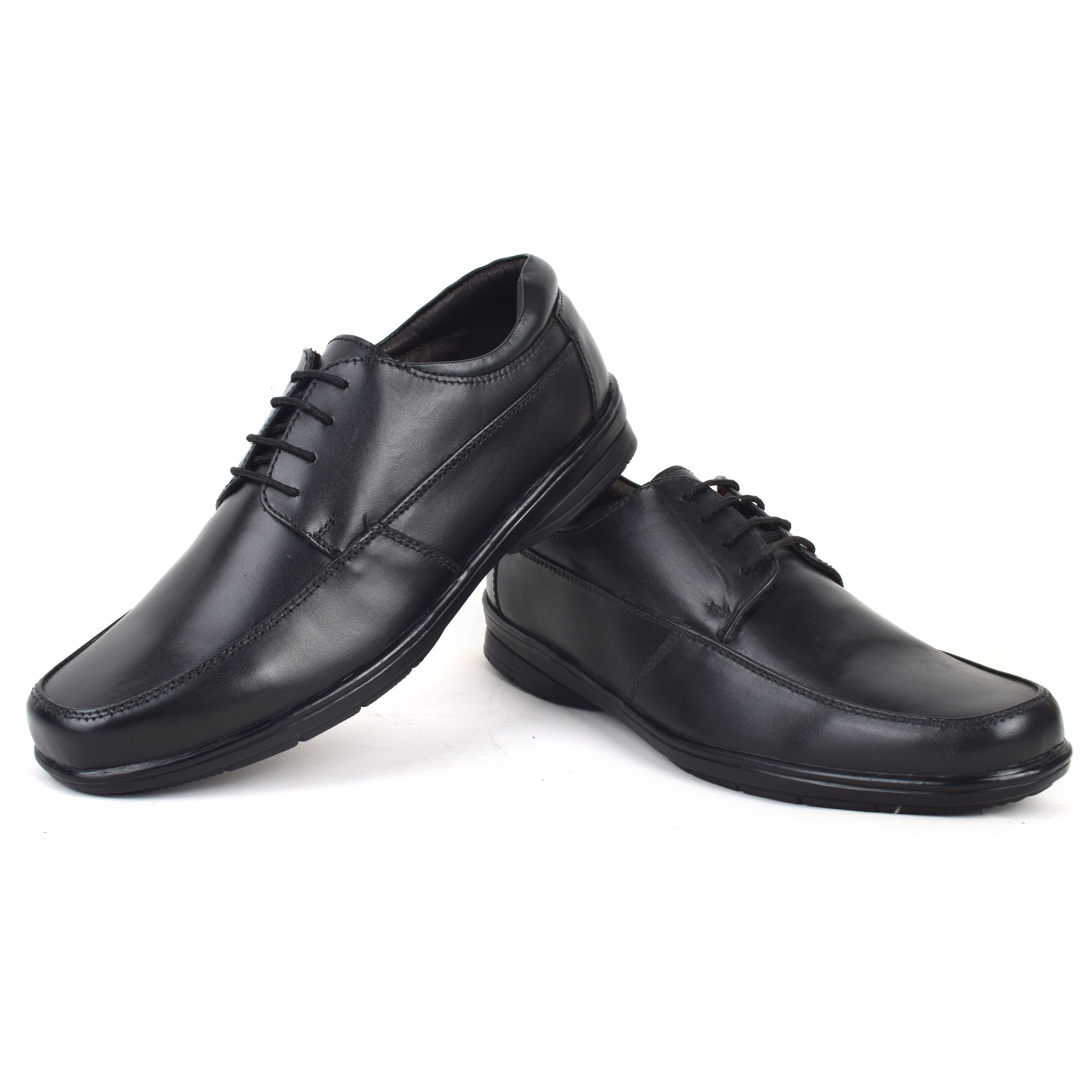 Formal Black Shoes for Men- Round Toe Leather Formal Plain DERBY