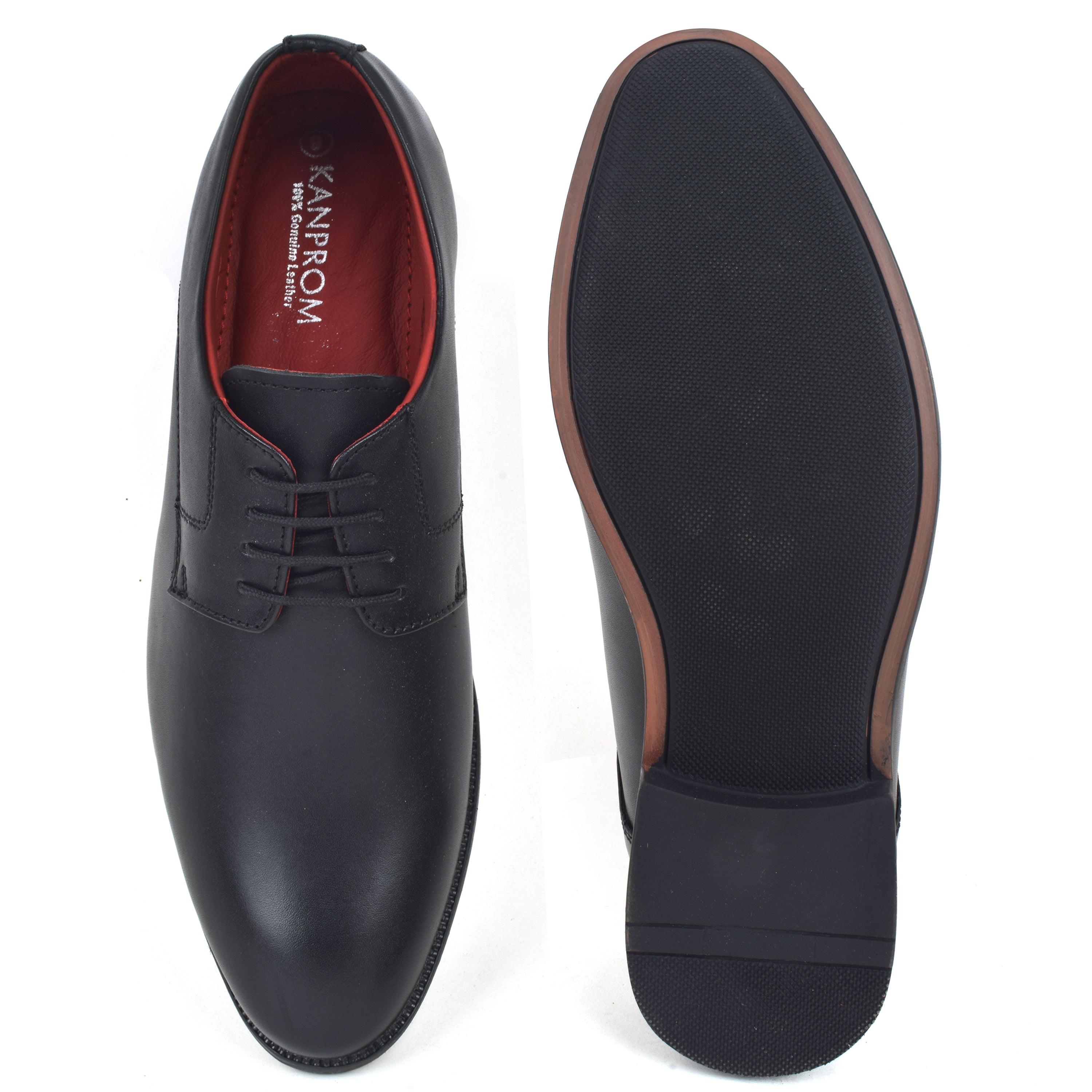 Formal Black Shoes for Men- Round Toe Leather Formal Plain DERBY