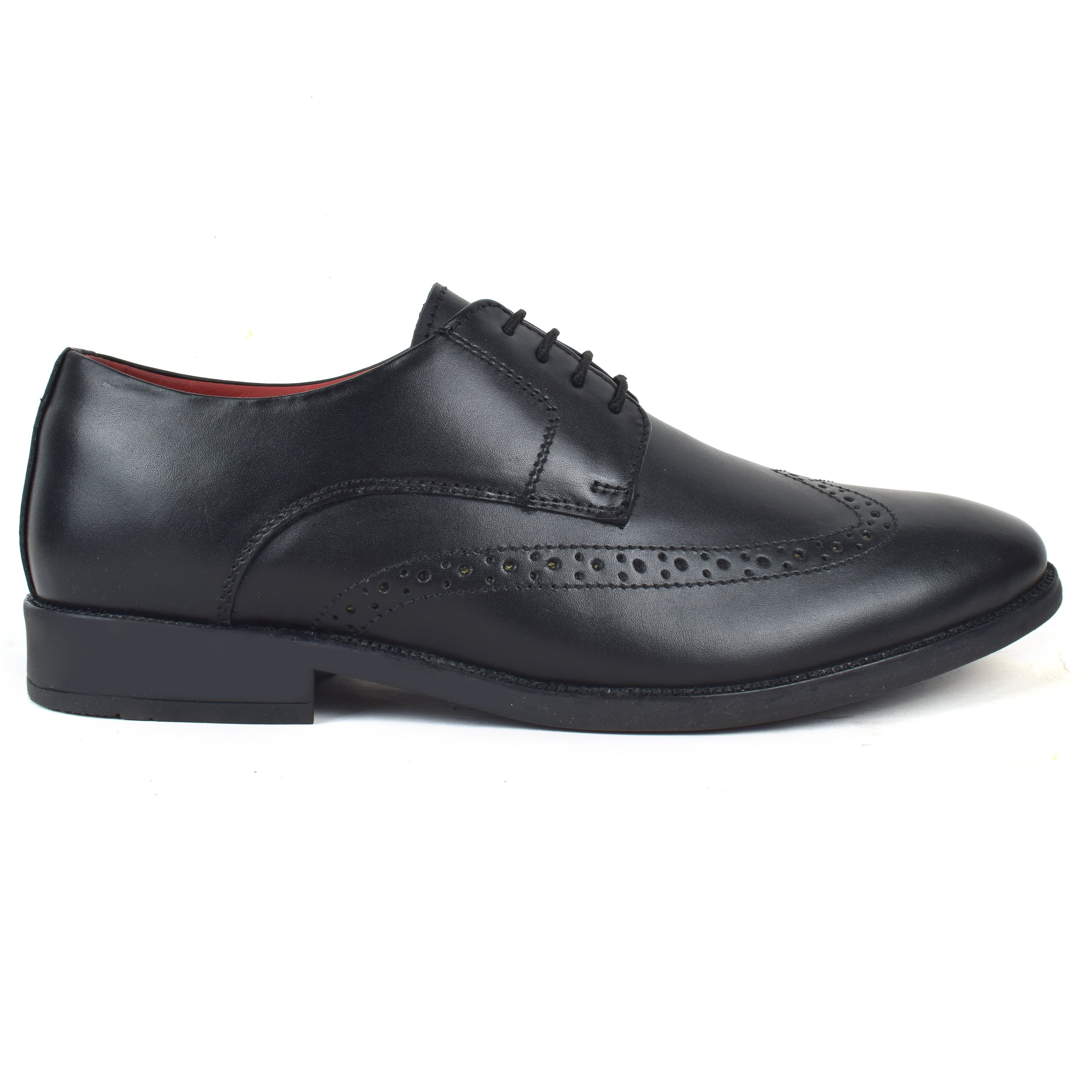 Formal Black Brogue wingtip Shoes for Men- Round Toe Leather Formal DERBY