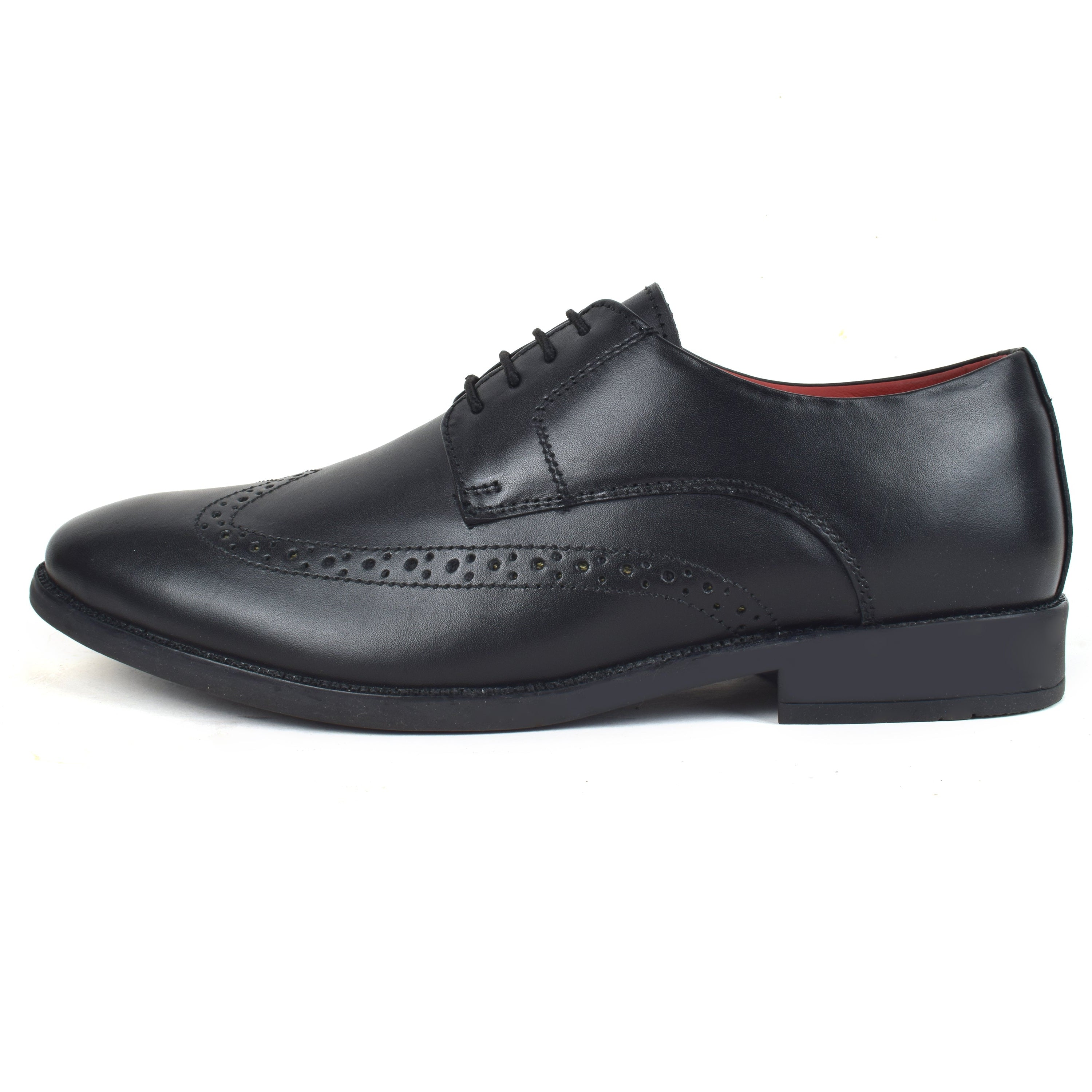Formal Black Brogue wingtip Shoes for Men- Round Toe Leather Formal DERBY