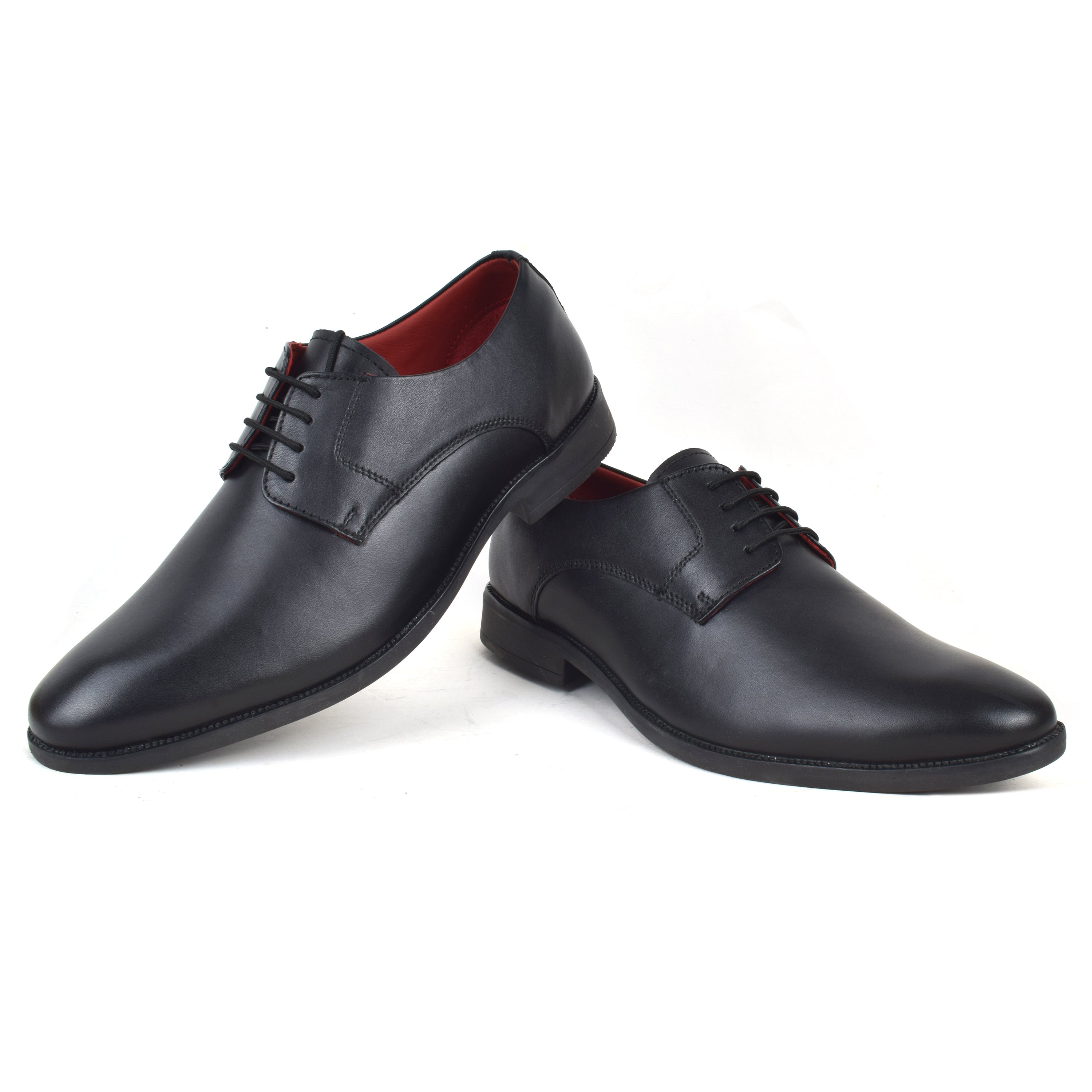 Formal Black Shoes for Men- Round Toe Leather Formal Plain DERBY