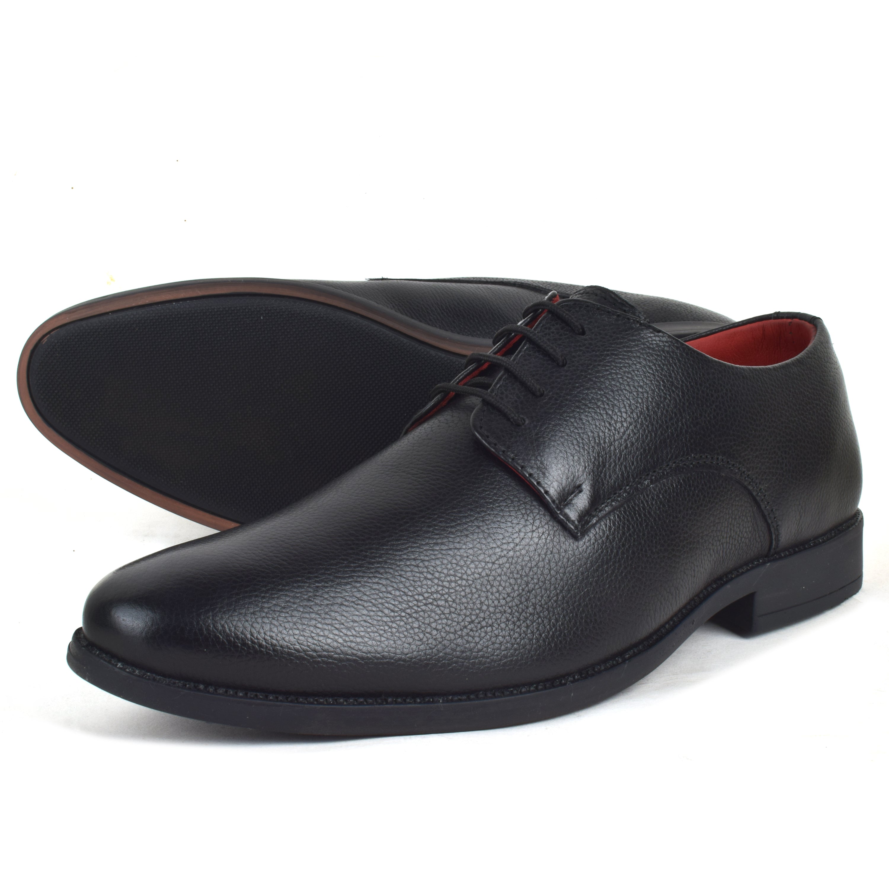 Formal Black Shoes for Men- Round Toe Leather Formal AARON DERBY