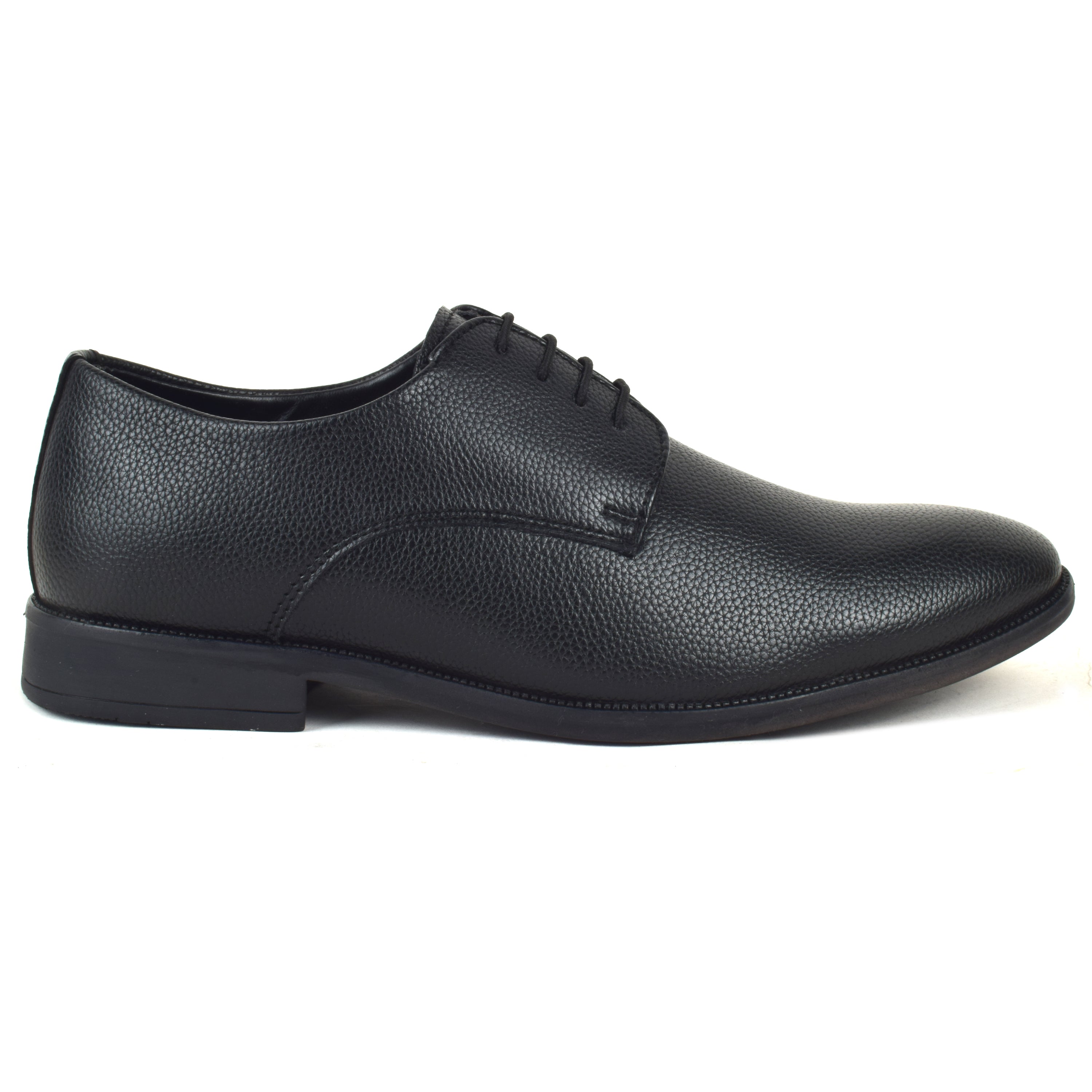 Formal Black Shoes for Men- Round Toe Leather Formal Plain DERBY