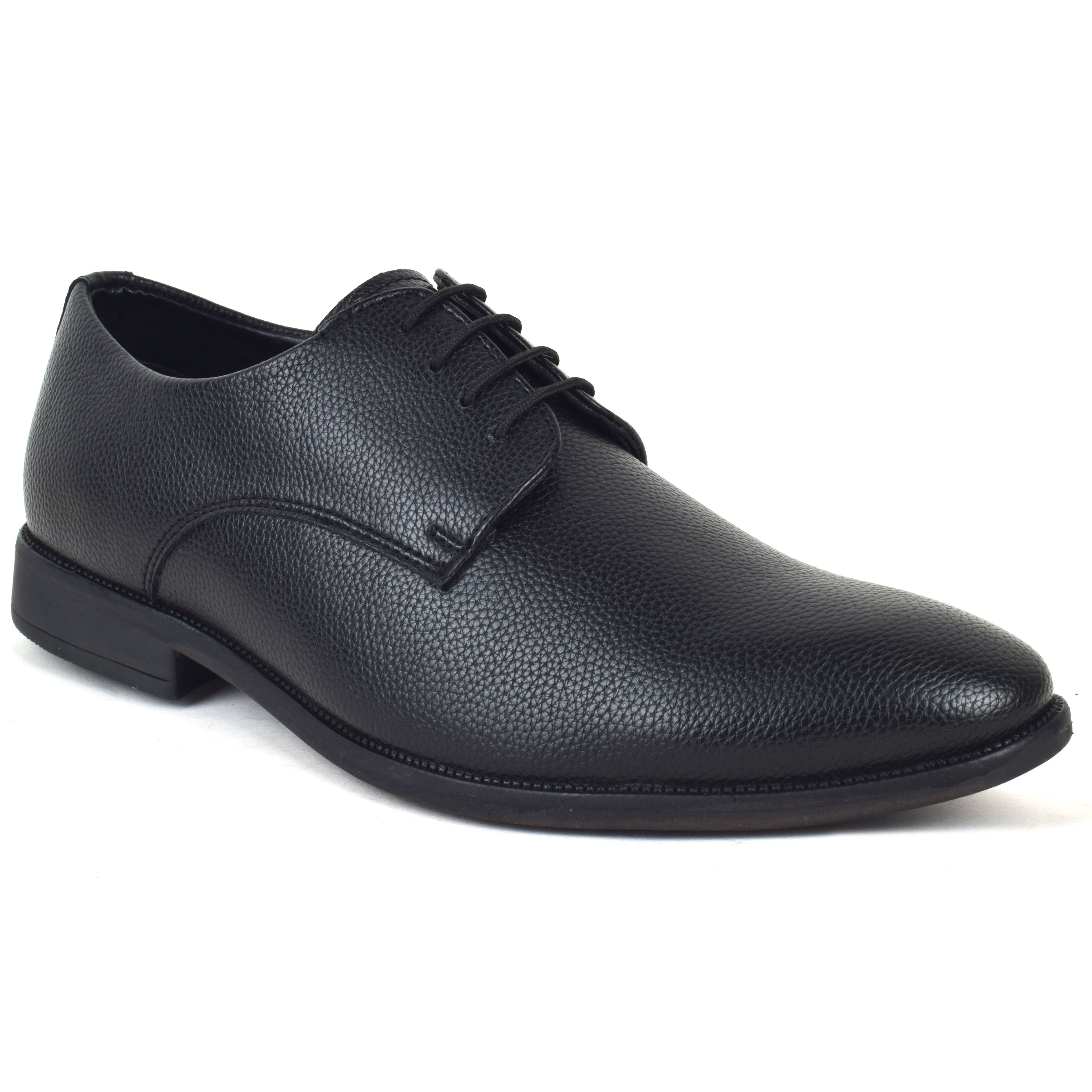 Formal Black Shoes for Men- Round Toe Leather Formal Plain DERBY