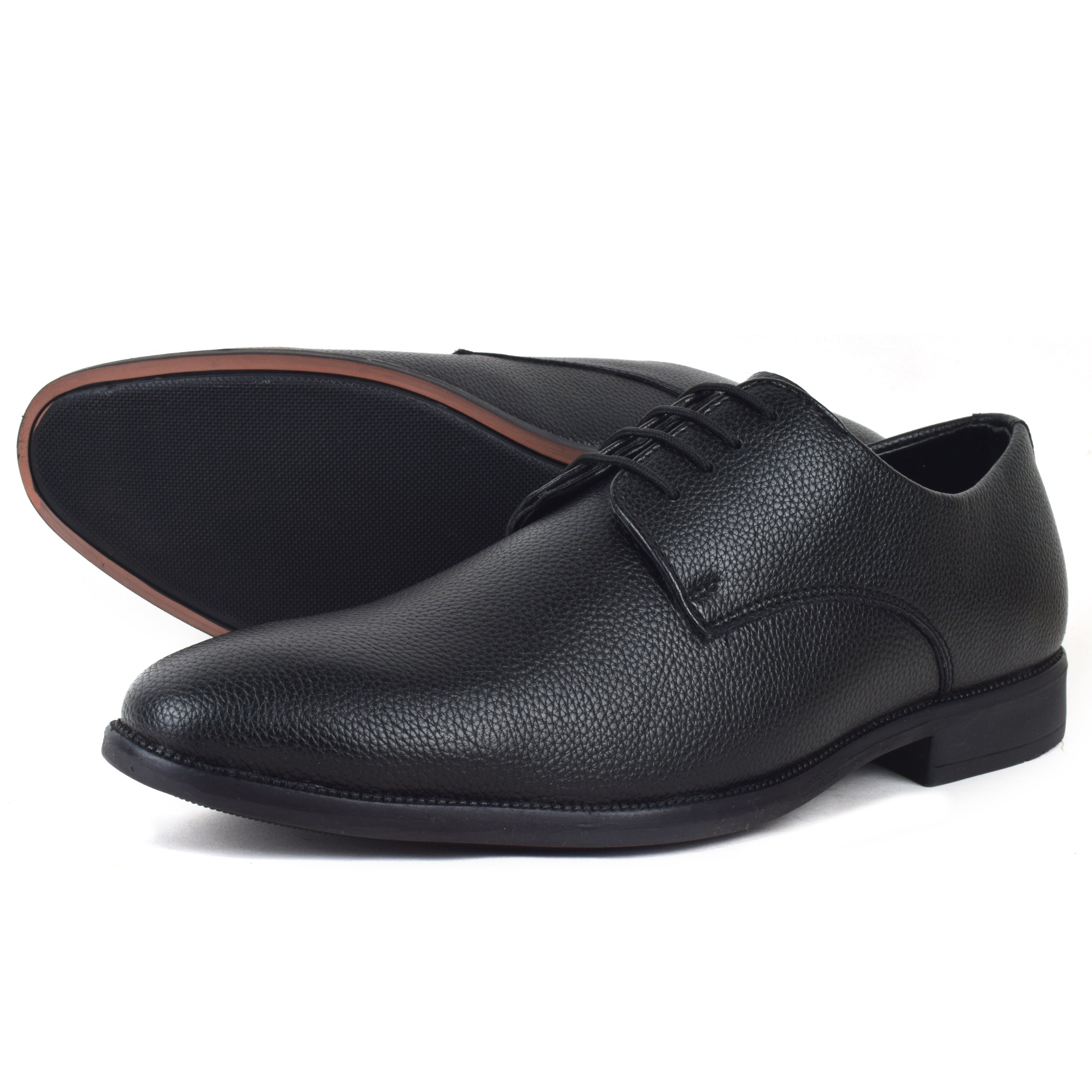 Formal Black Shoes for Men- Round Toe Leather Formal Plain DERBY