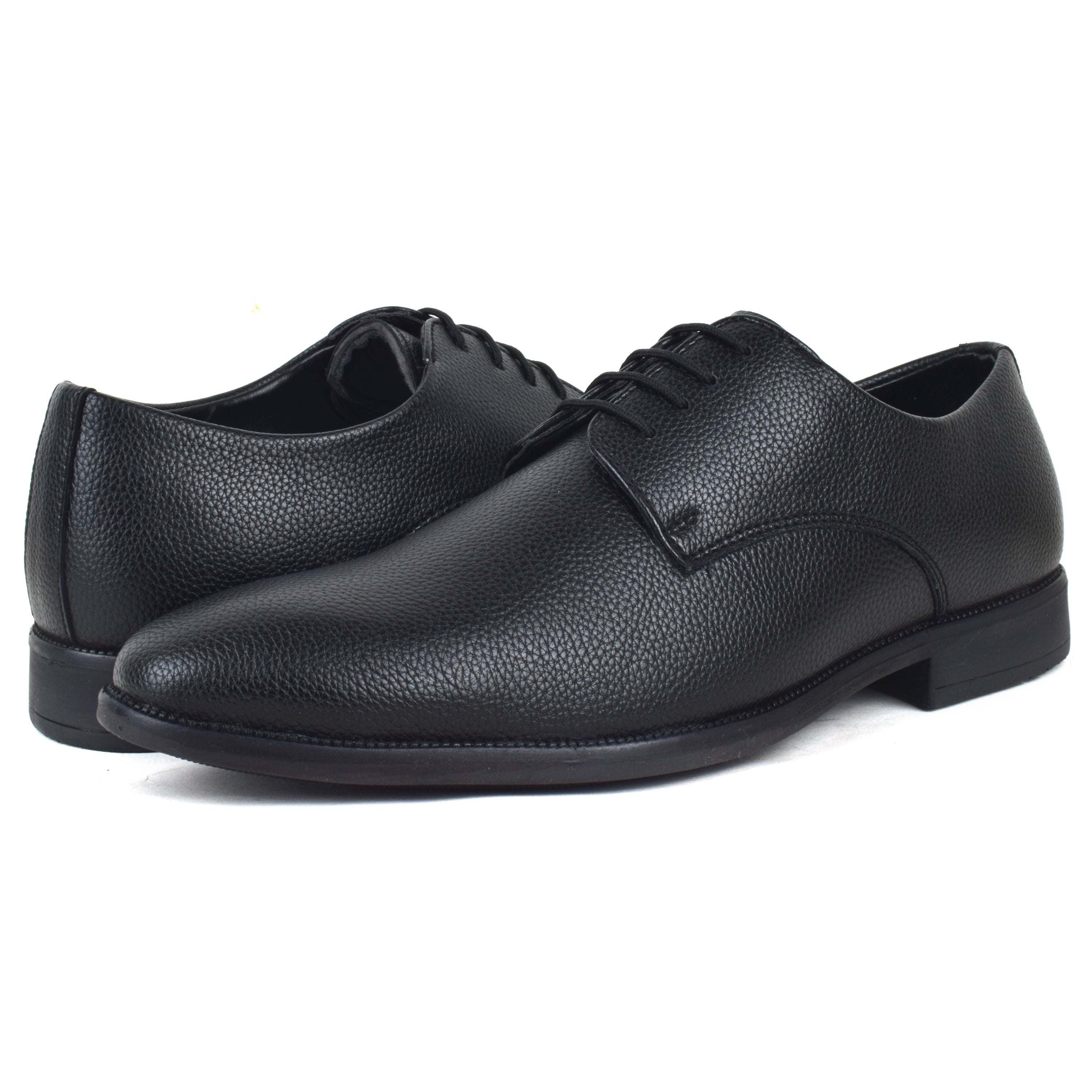 Formal Black Shoes for Men- Round Toe Leather Formal Plain DERBY