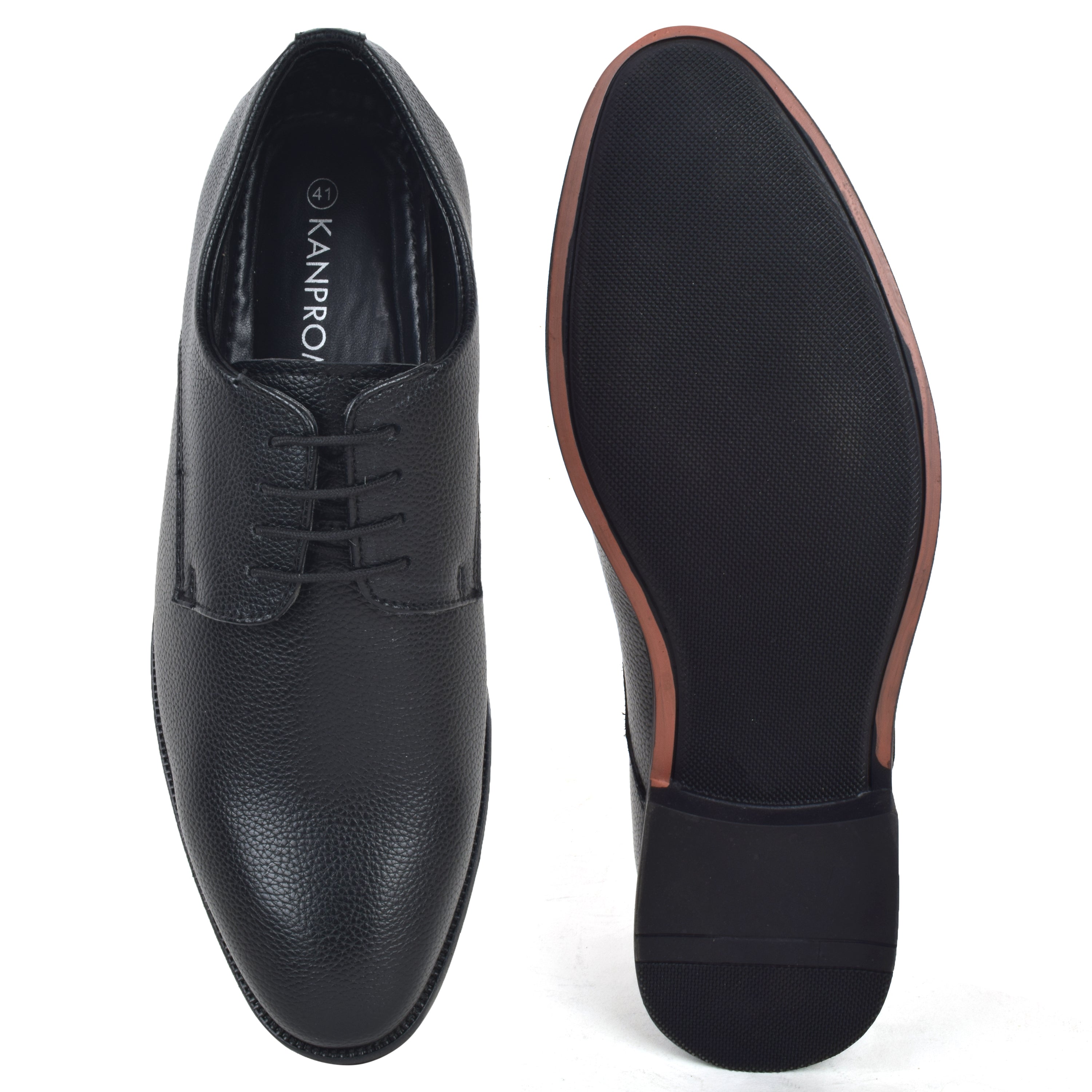 Formal Black Shoes for Men- Round Toe Leather Formal Plain DERBY