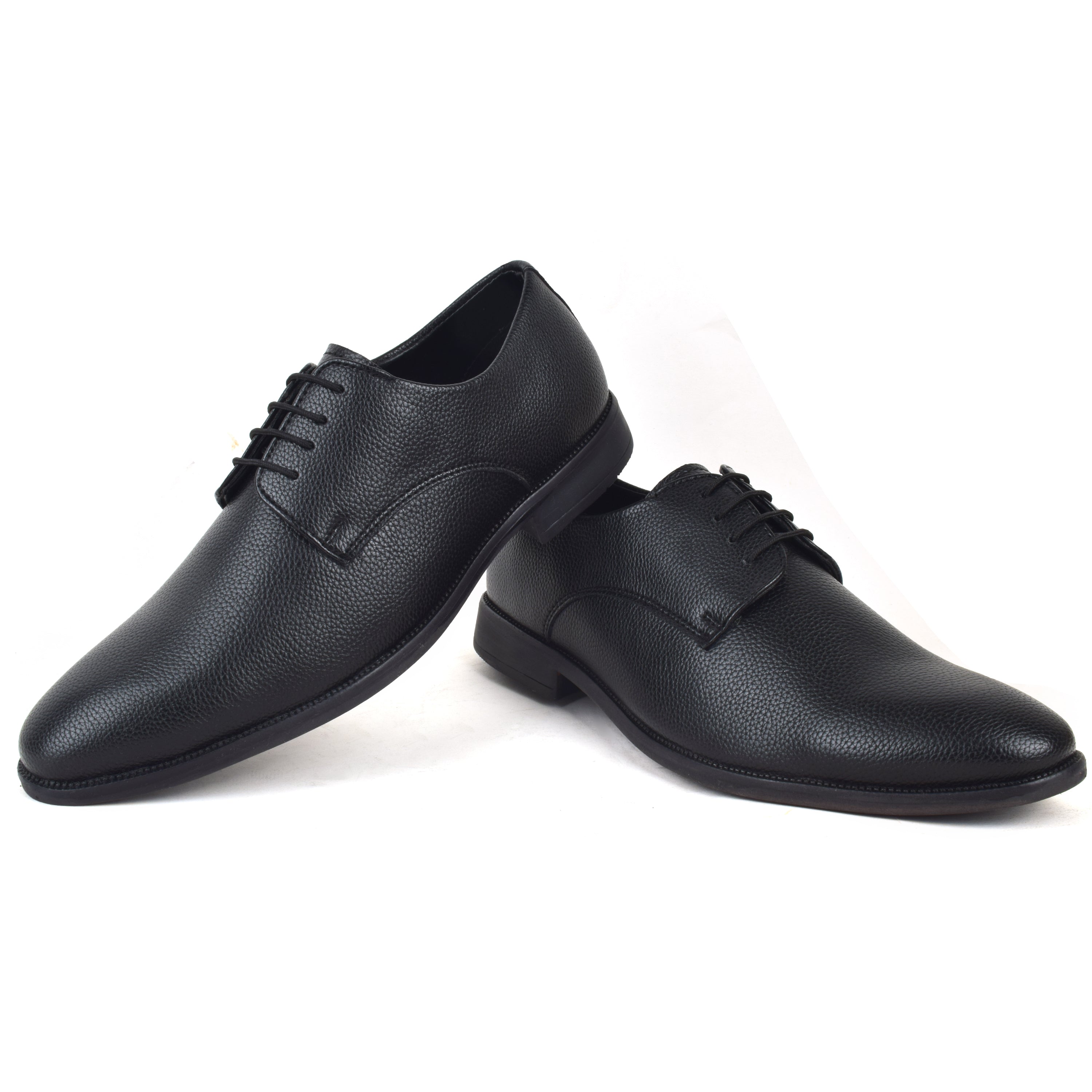 Formal Black Shoes for Men- Round Toe Leather Formal Plain DERBY