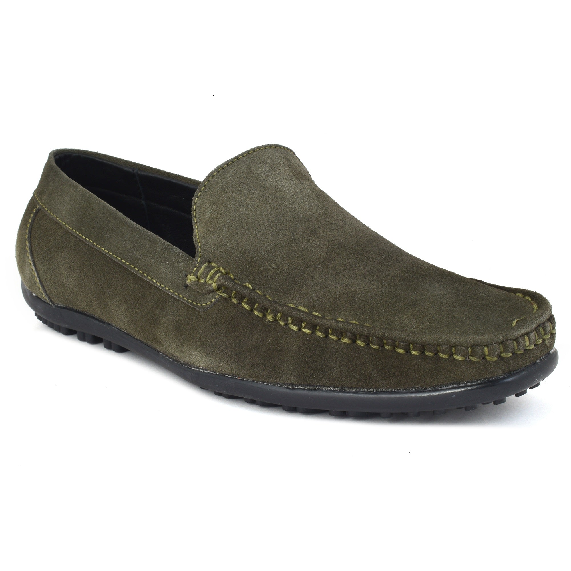 Loafer Suede Leather Olive Green Slip on Shoes