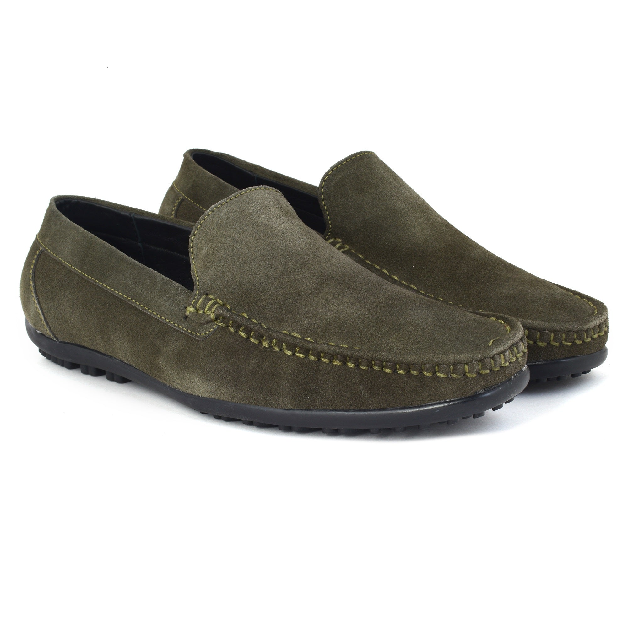 Loafer Suede Leather Olive Green Slip on Shoes