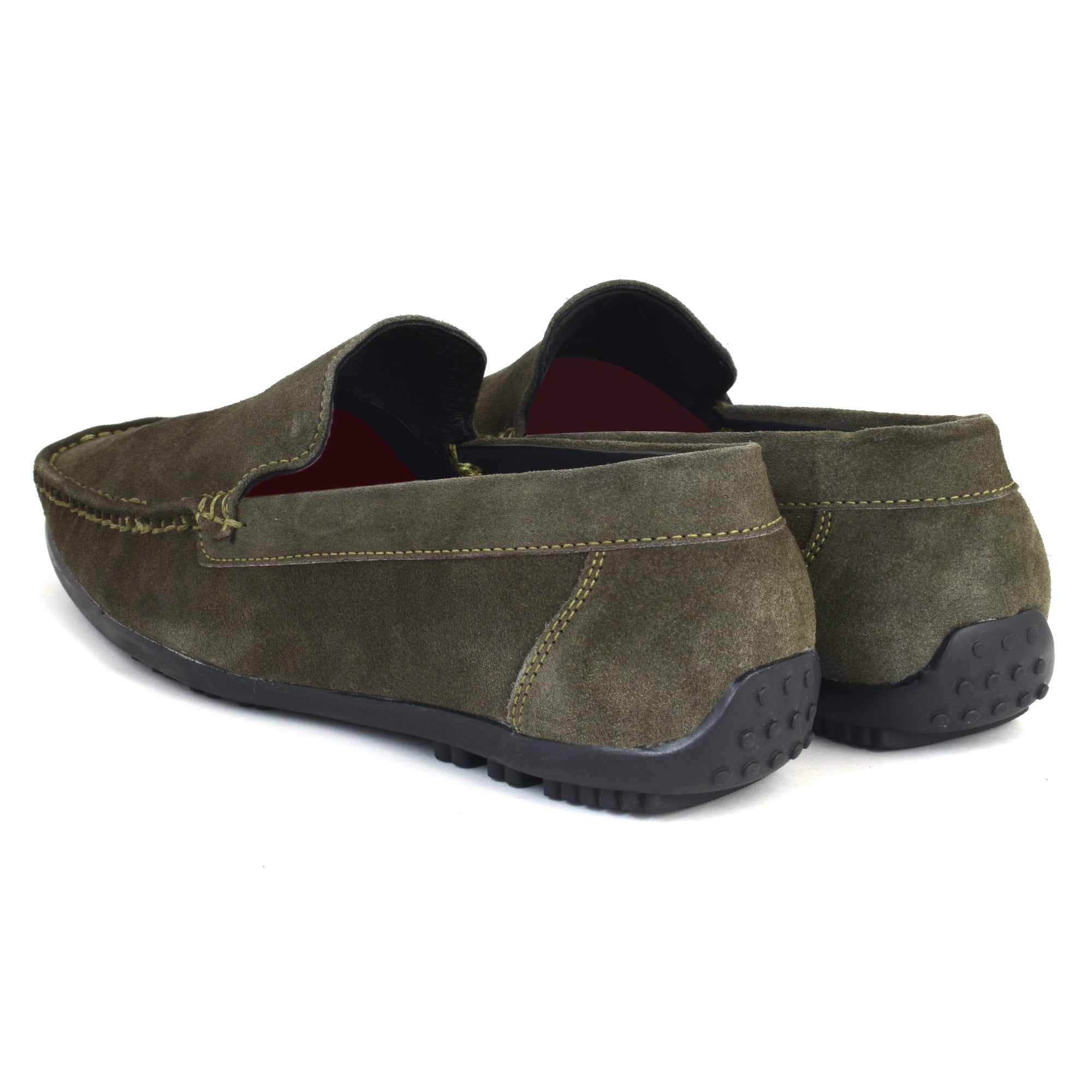 Loafer Suede Leather Olive Green Slip on Shoes