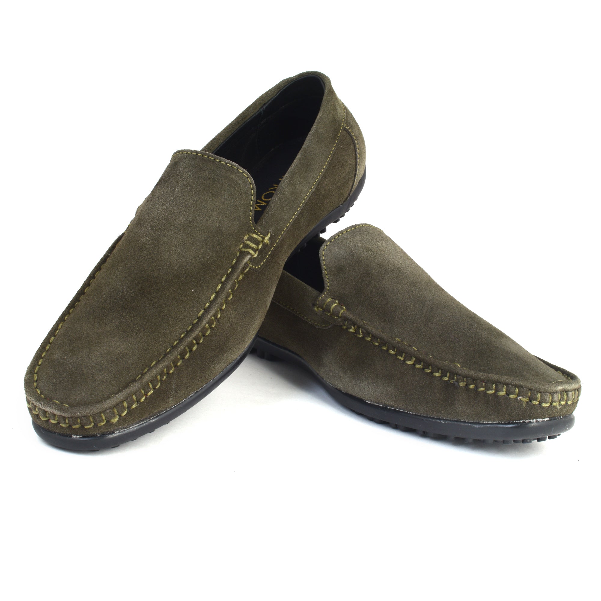 Loafer Suede Leather Olive Green Slip on Shoes