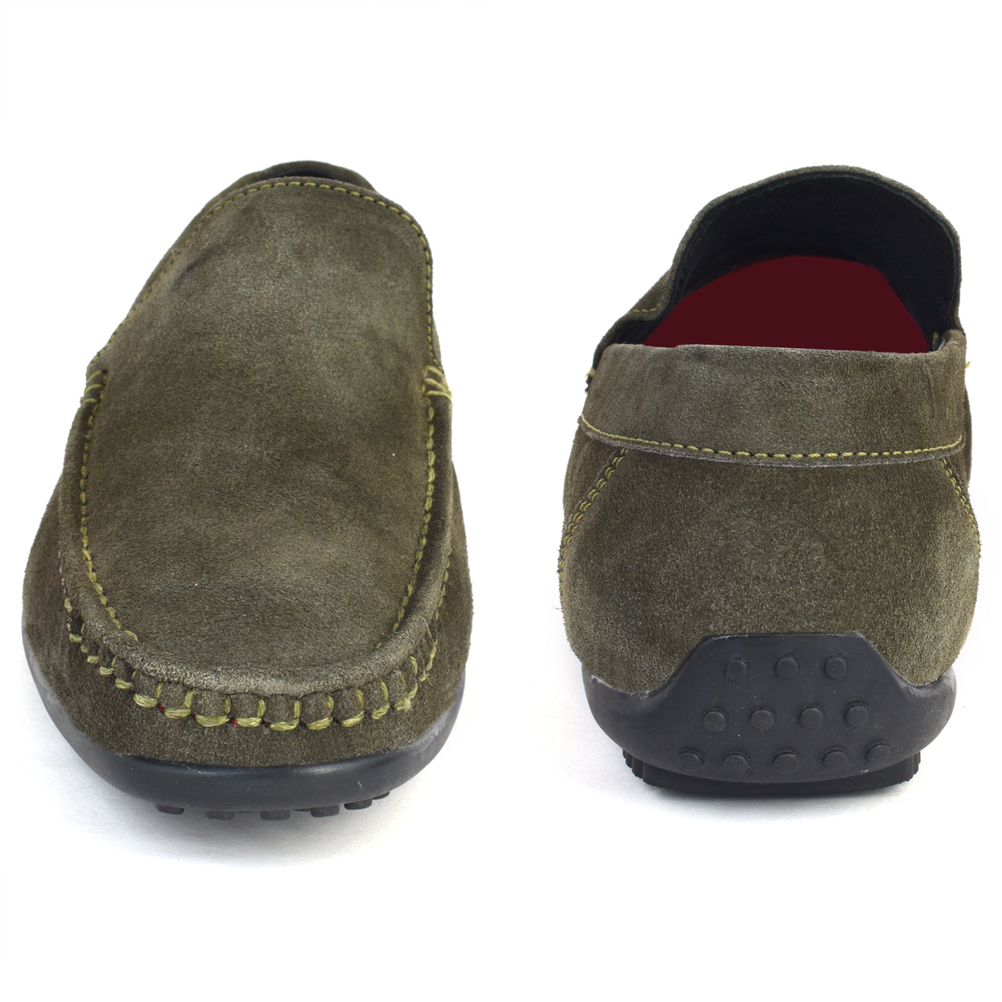 Loafer Suede Leather Olive Green Slip on Shoes