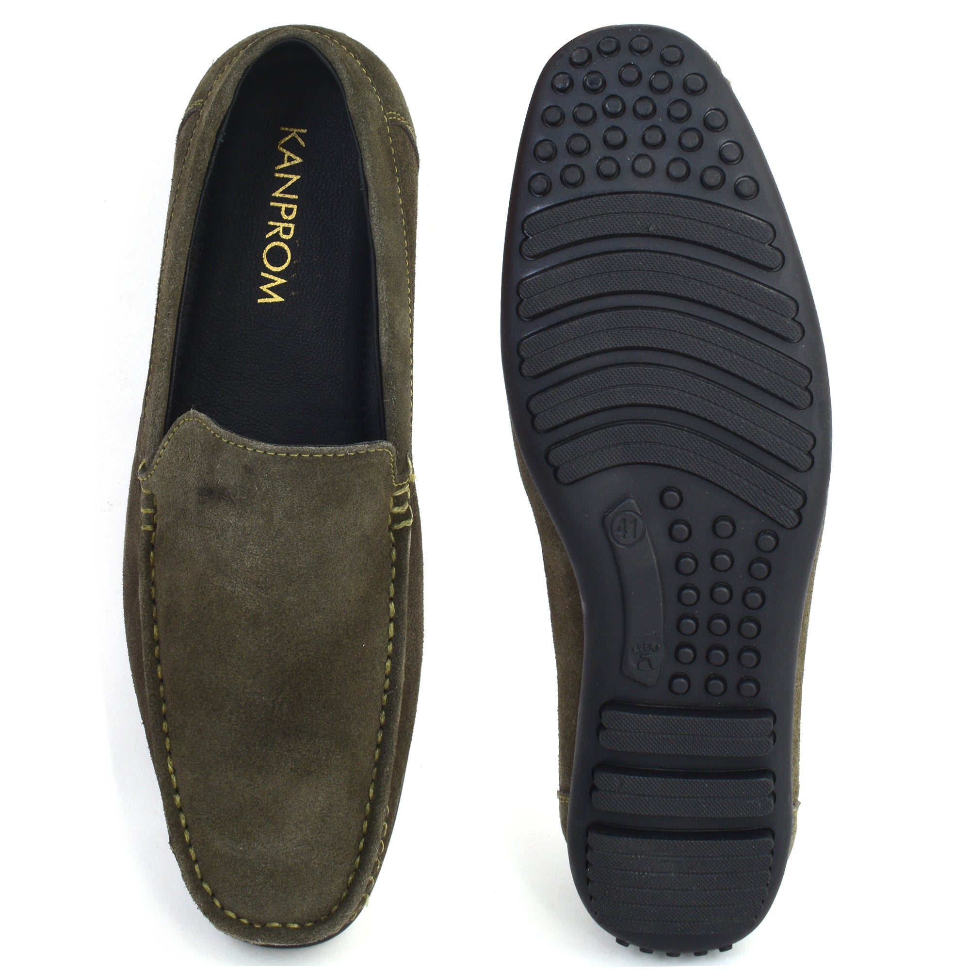 Loafer Suede Leather Olive Green Slip on Shoes