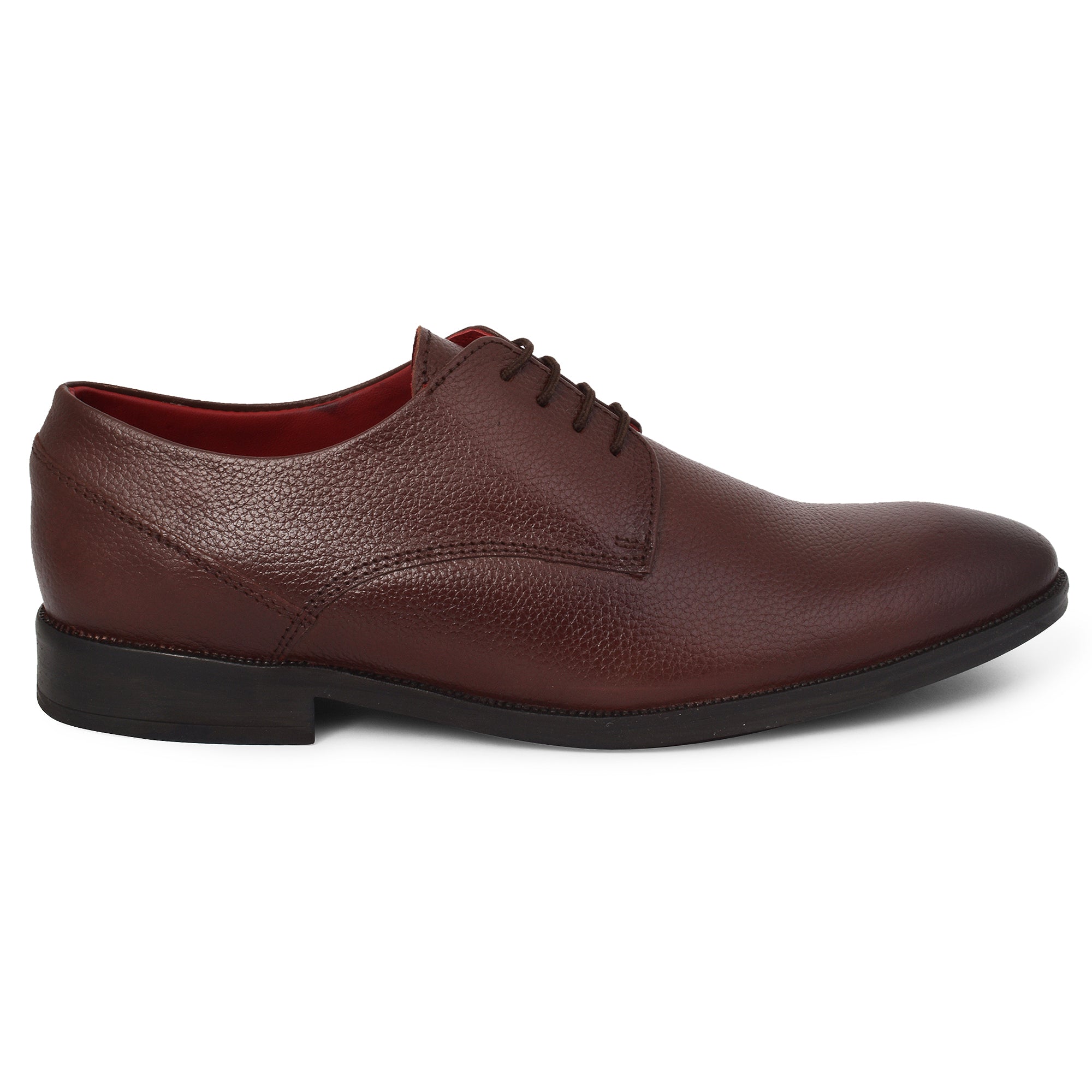 Formal chocolate Brown Leather Shoes for Men- Round Toe AARON DERBY