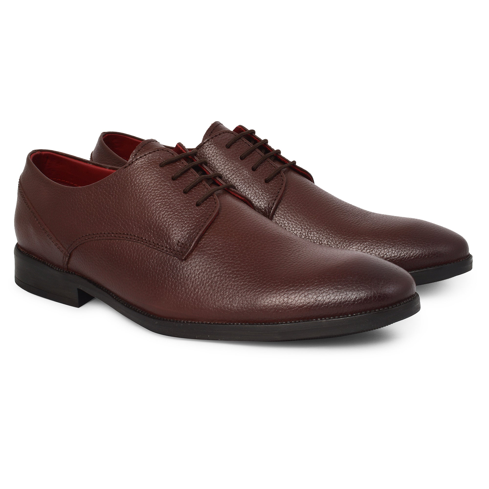 Formal chocolate Brown Leather Shoes for Men- Round Toe AARON DERBY