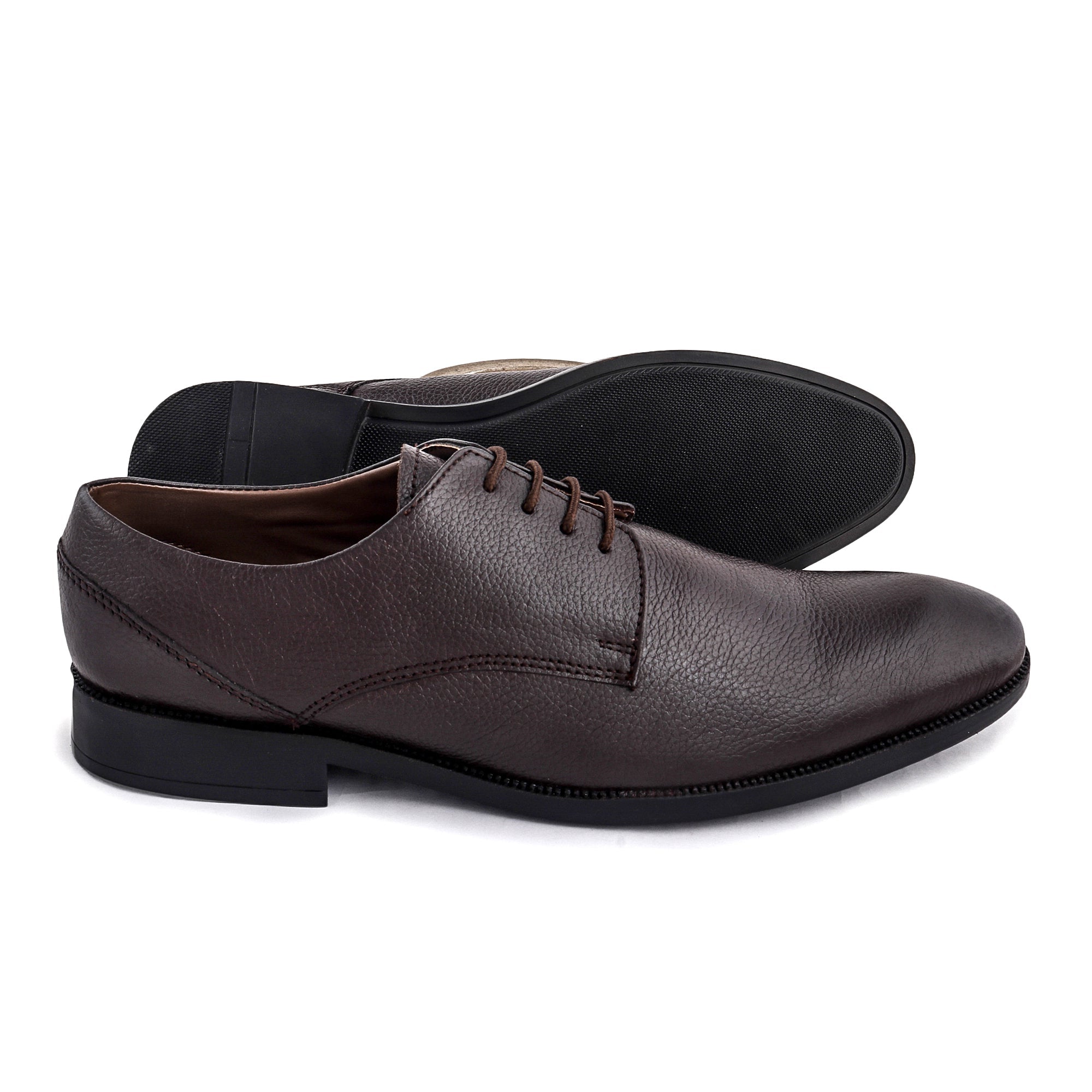 Formal Brown Leather Shoes for Men- Round Toe AARON DERBY